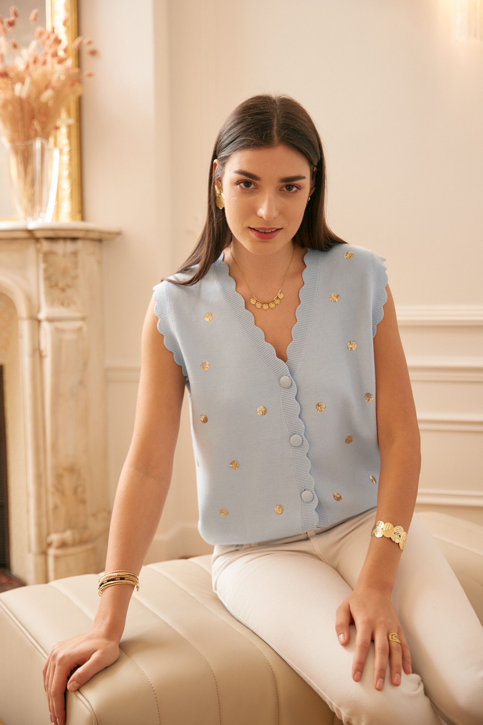 Grossiste Exquiss's - Gilet à Pois Élégant
