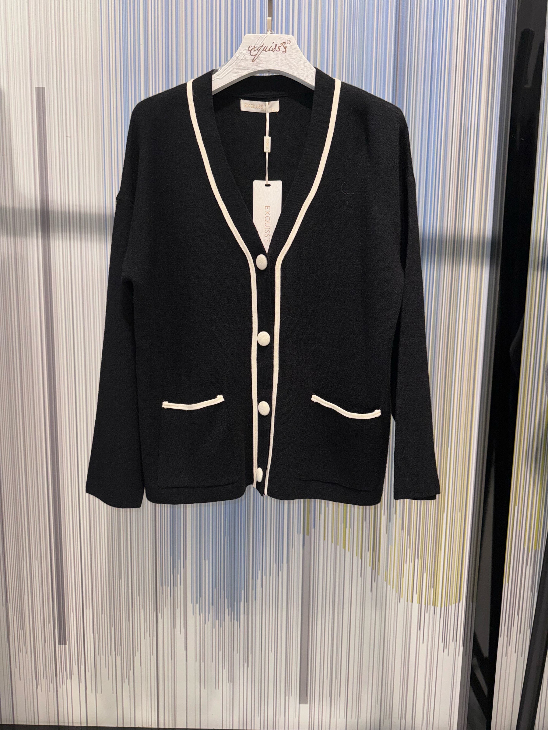 Grossiste Exquiss's - Cardigan en maille élégante avec bordures contrastées