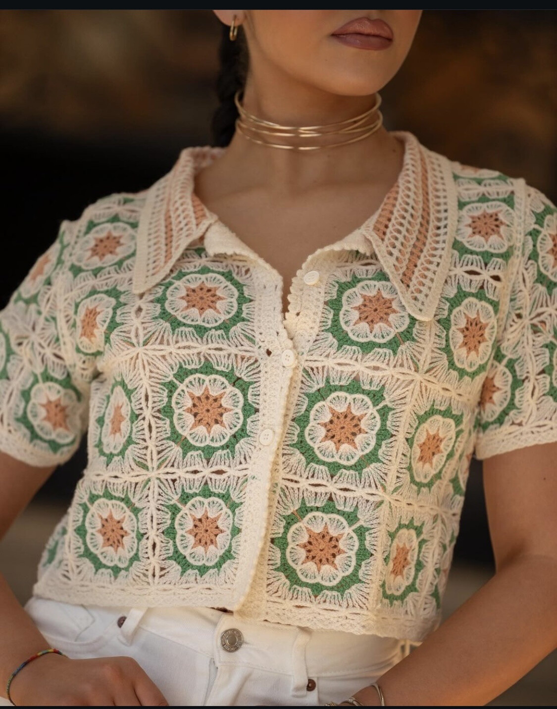 Grossiste Exquiss's - Cardigan en crochet à manches courtes
