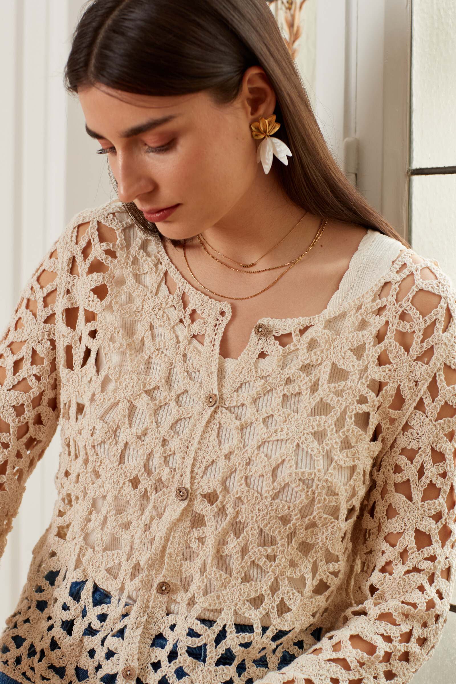 Wholesaler Exquiss's - Long -sleeved hook cardigan