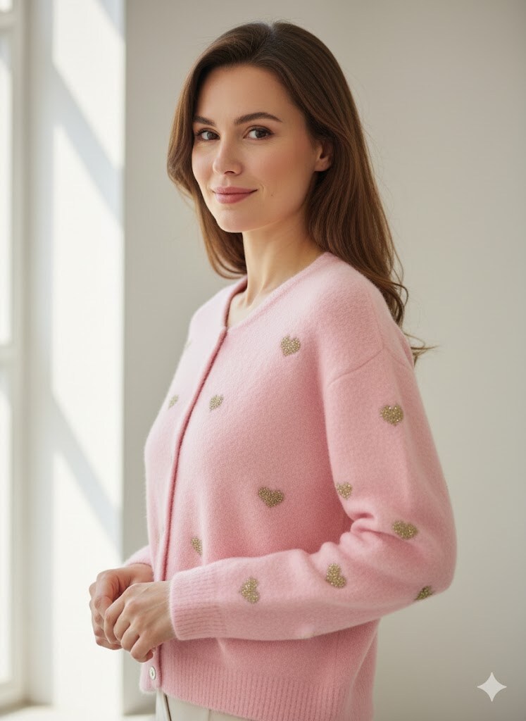 Wholesaler Exquiss's - Soft cardigan with hearts