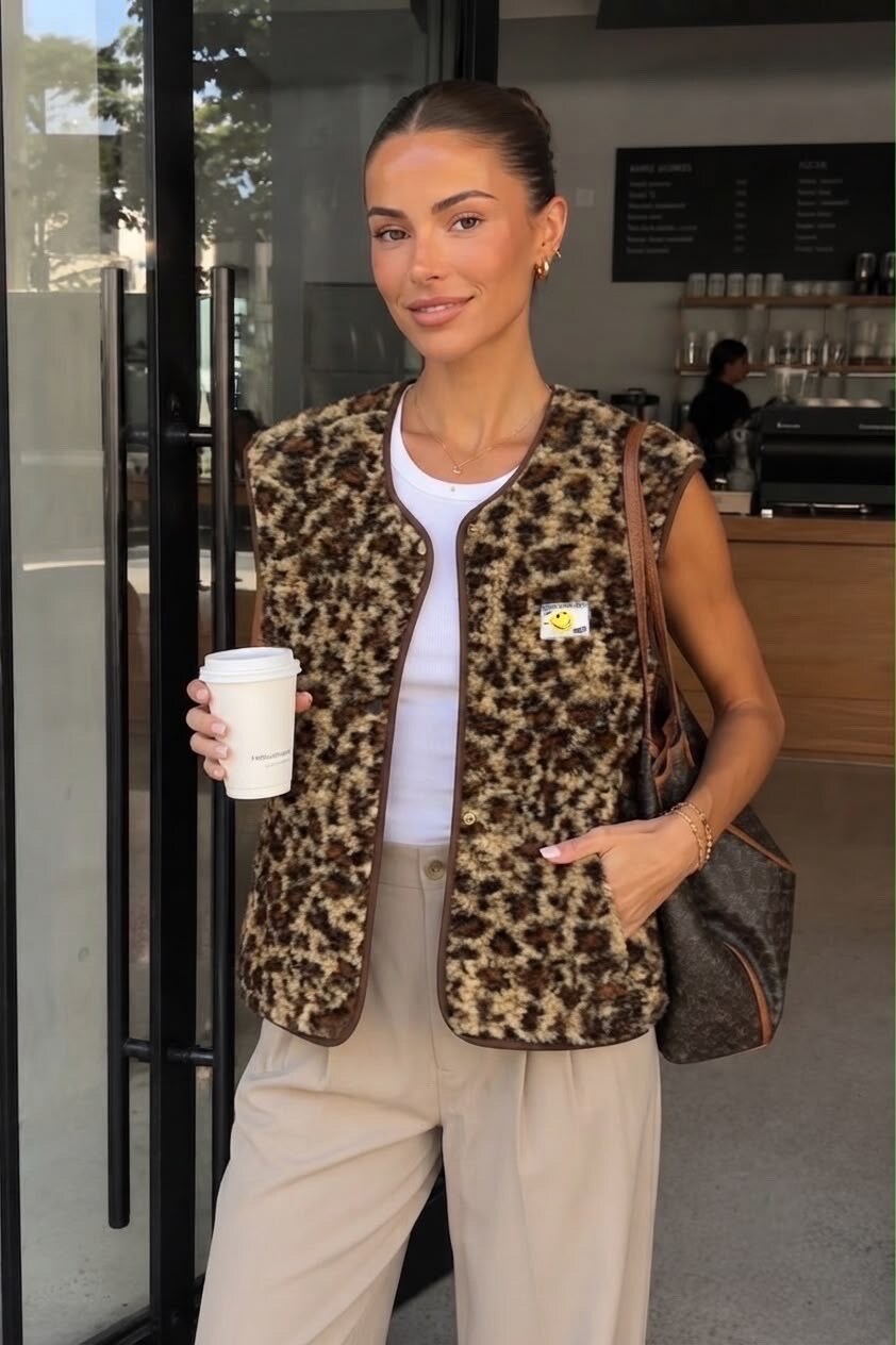 Grossista Exquiss's - Gilet senza maniche con stampa leopardata