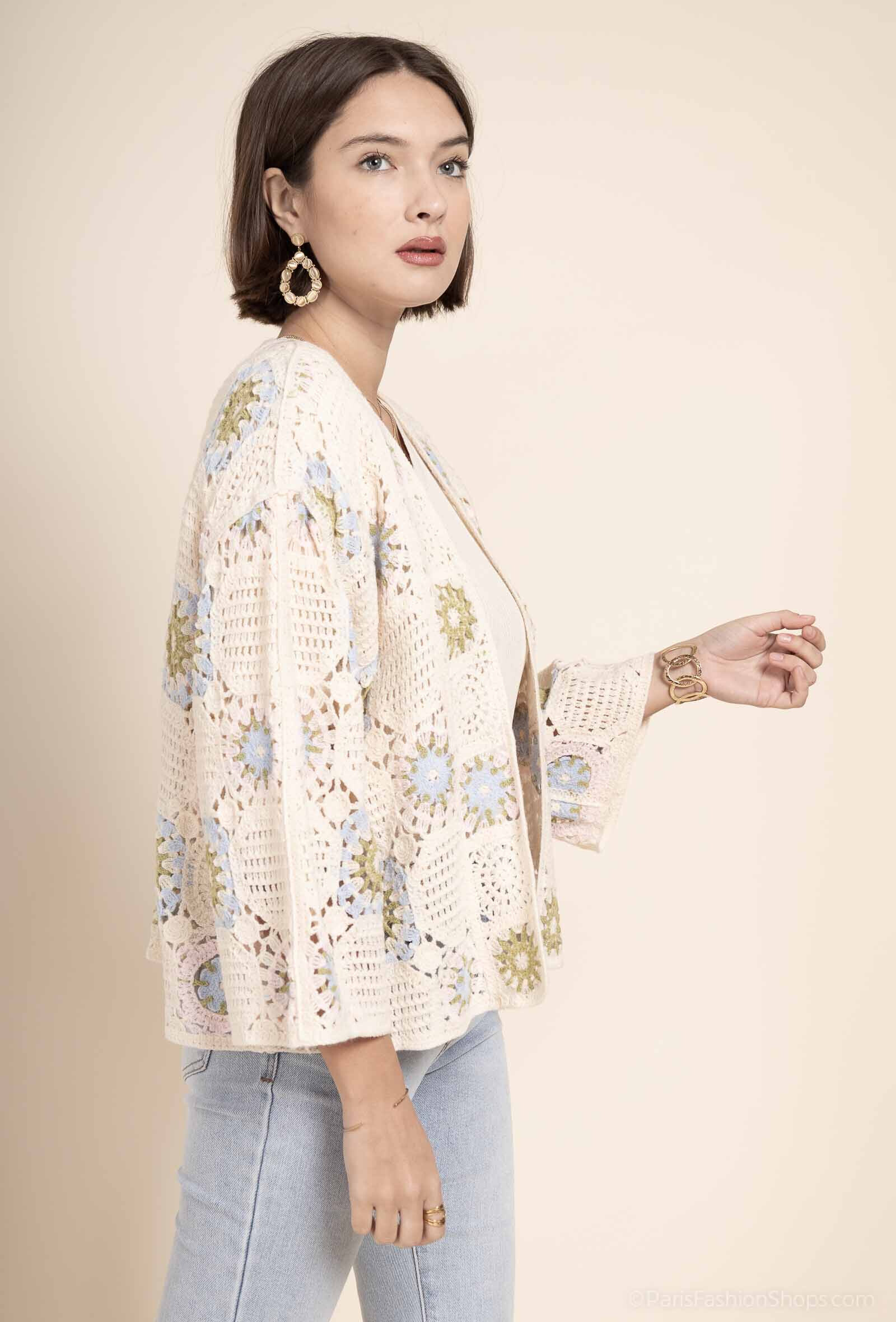Wholesaler Exquiss's - Floral crochet jacket