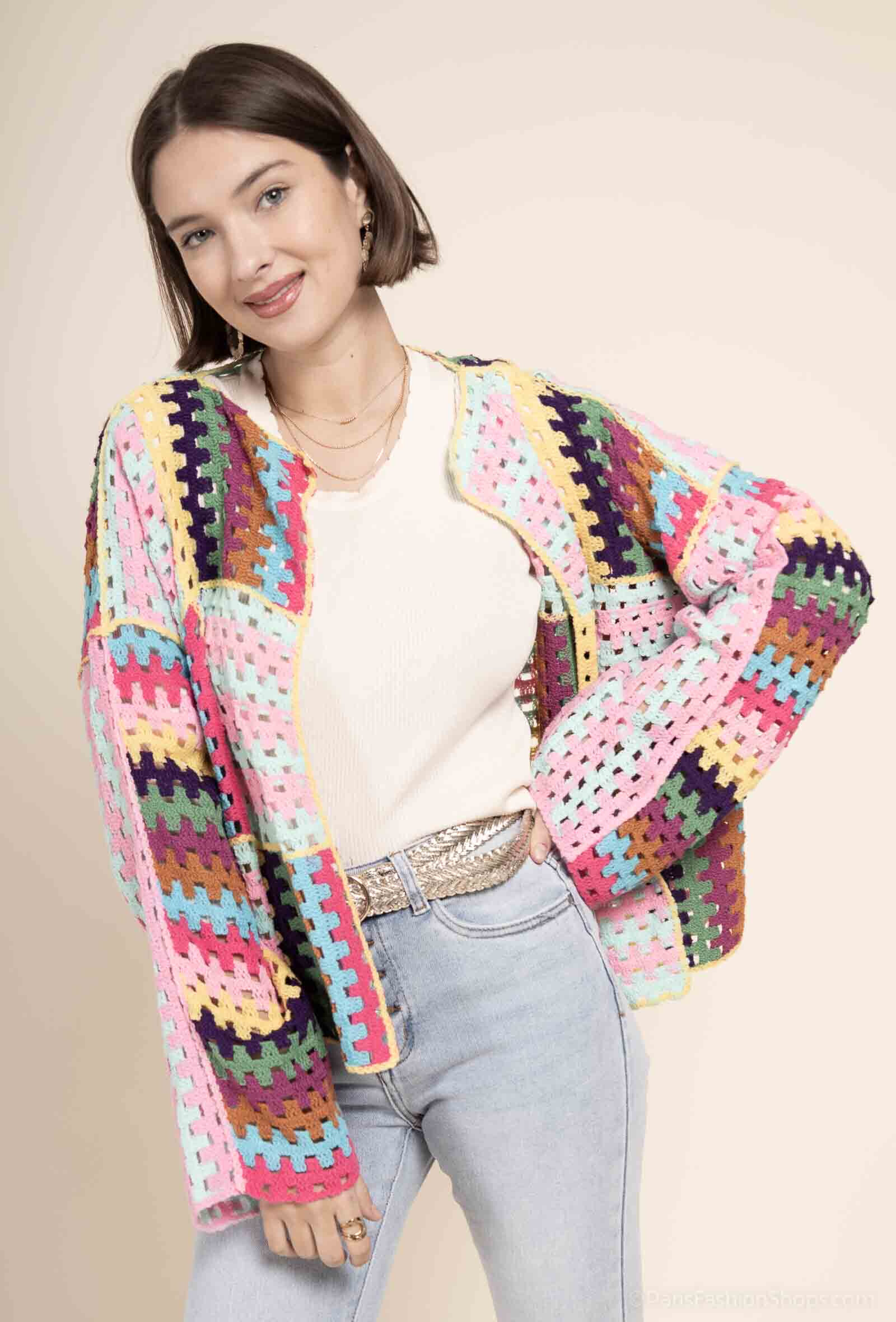 Grossiste Exquiss's - Cardigan Croché Coloré