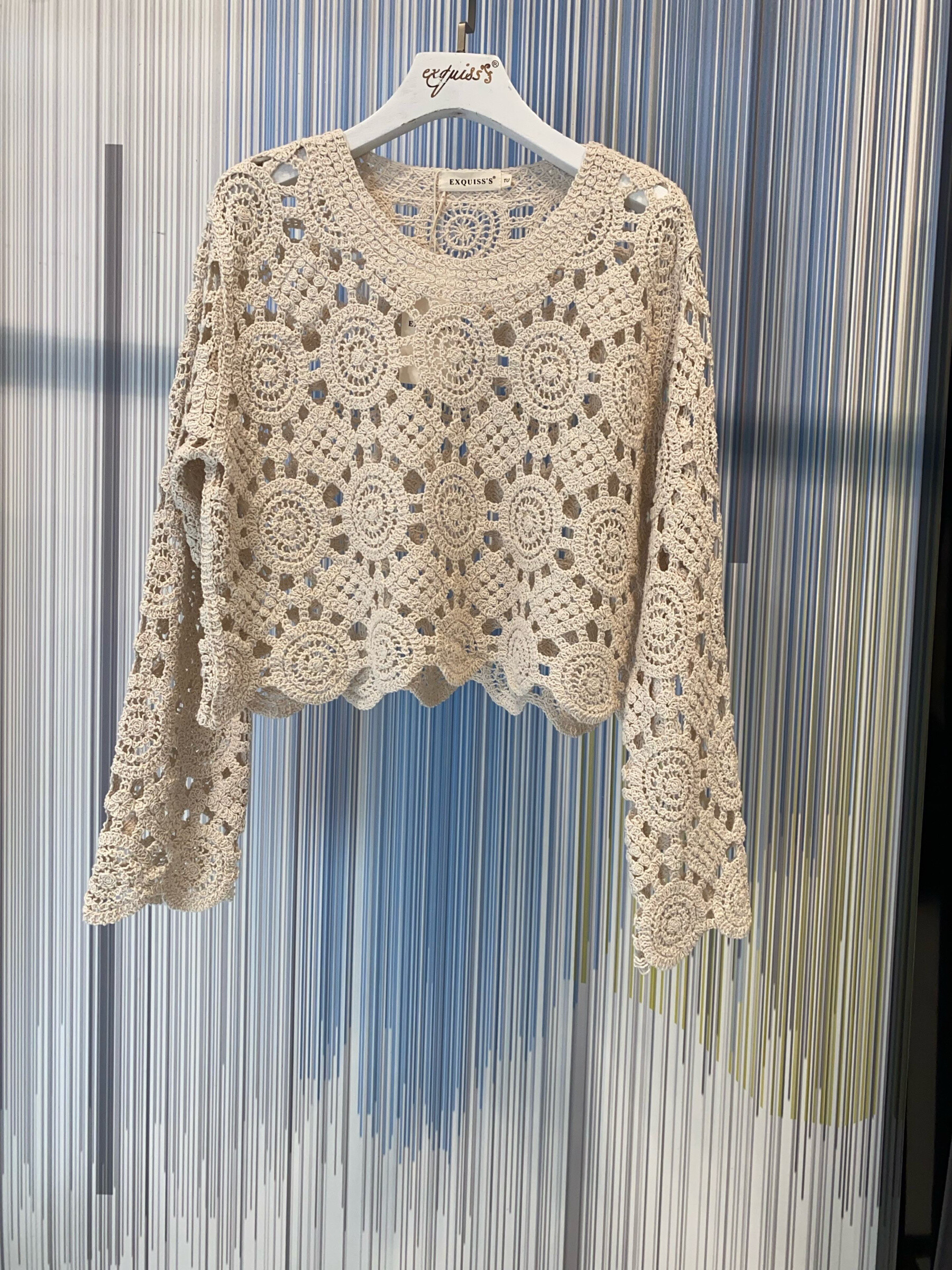 Grossista Exquiss's - Maglione all'uncinetto a maniche lunghe