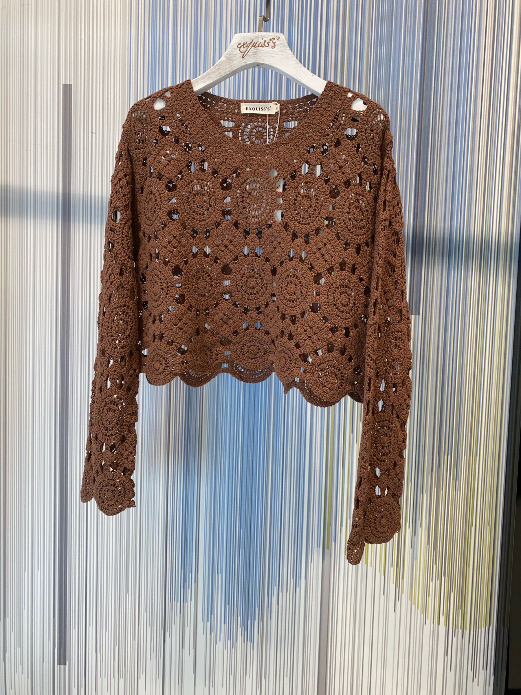 Grossista Exquiss's - Maglione all'uncinetto a maniche lunghe