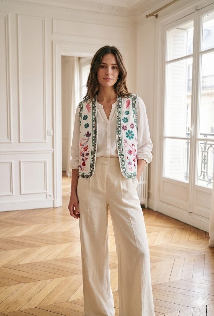 Wholesaler Exquiss's - Floral Embroidered Cardigan