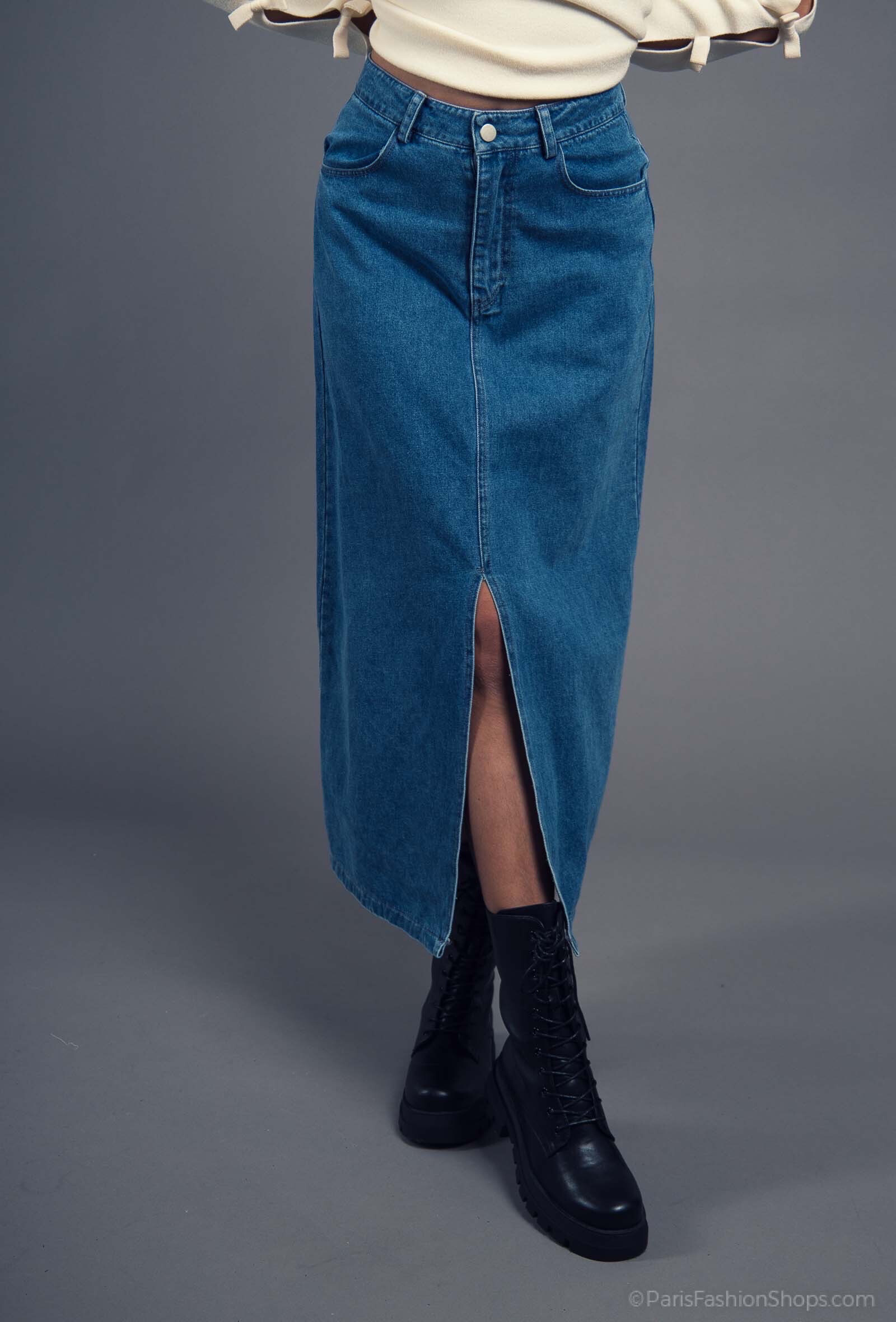 Wholesaler Exquiss's - Long Denim Skirt