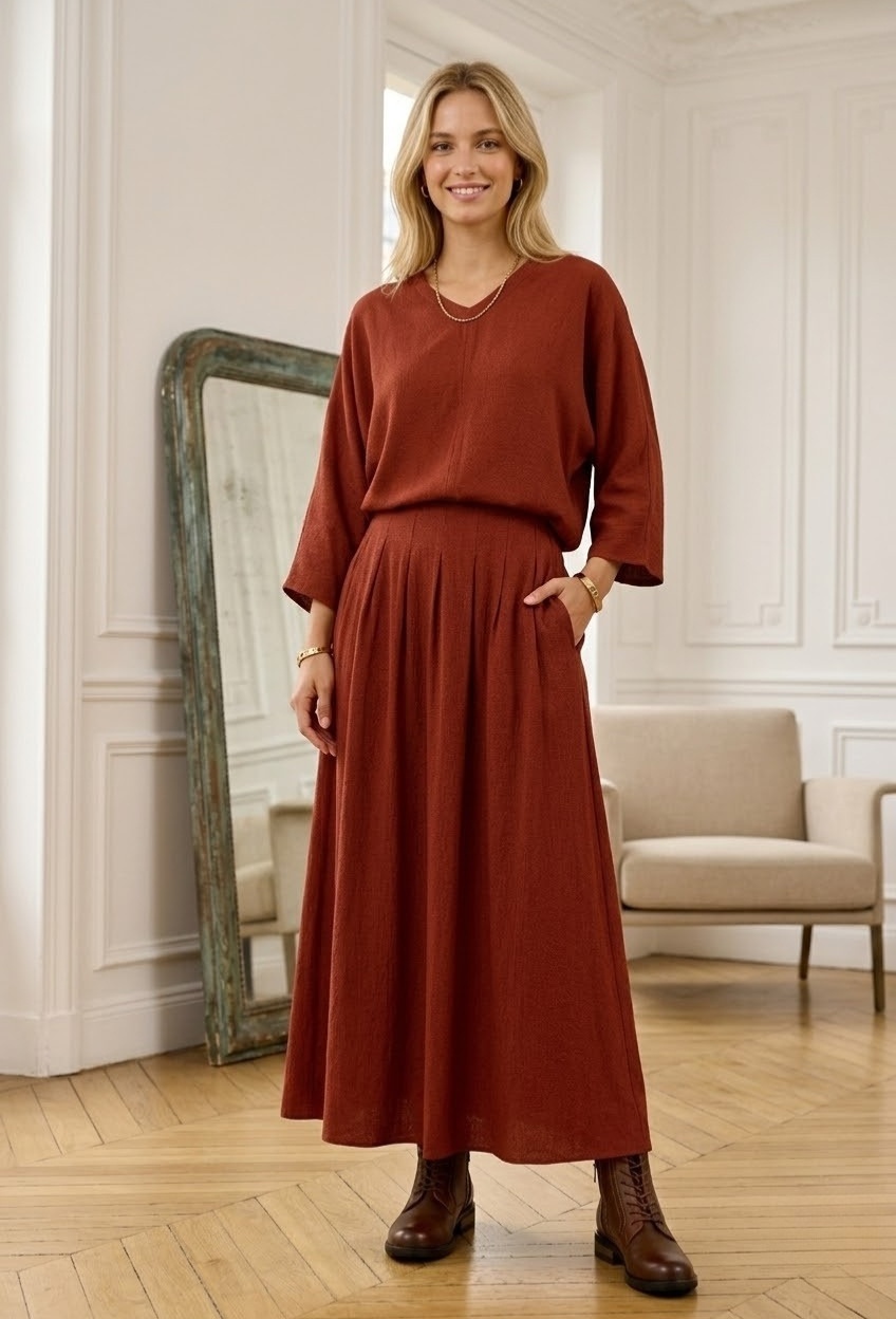Wholesaler Exquiss's - Elegant Pleated Long Skirt