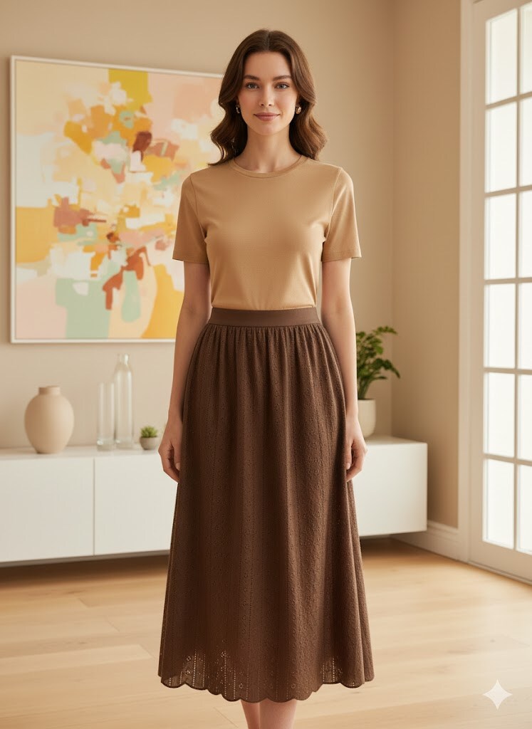 Wholesaler Exquiss's - Embroidered midi skirt
