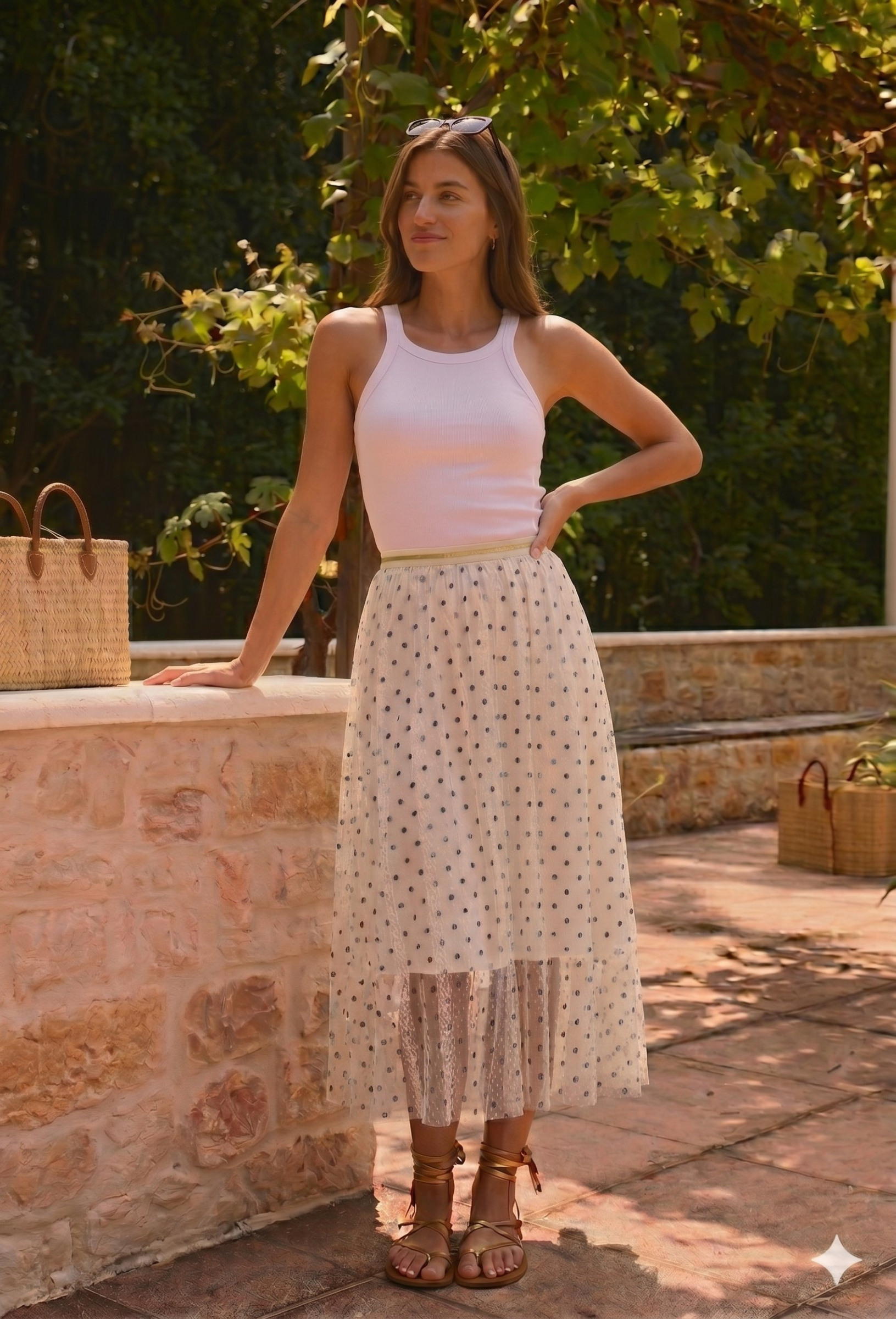 Grossiste Exquiss's - Jupe en tulle à petit pois et sa dentelle
