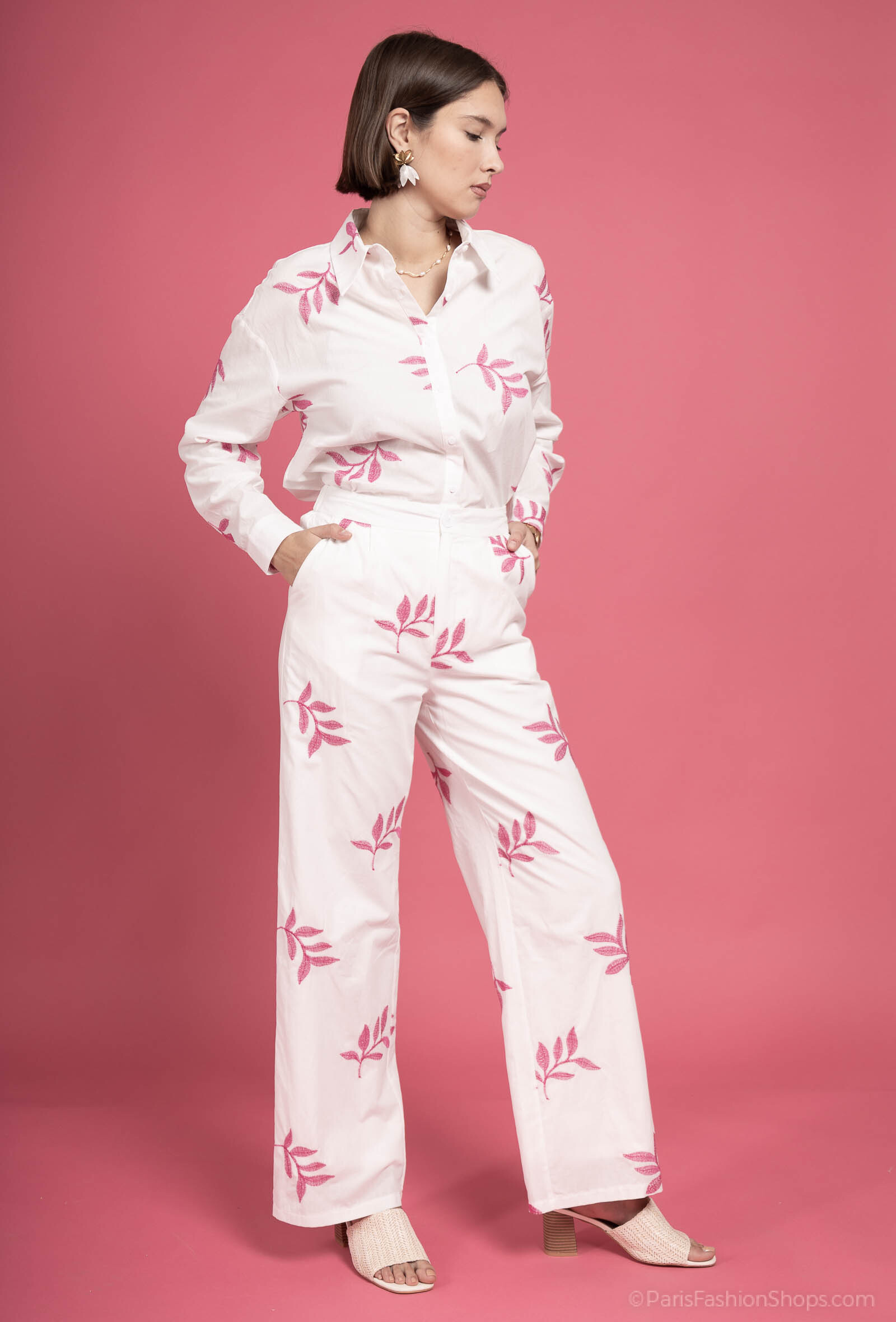 Grossiste Exquiss's - Pantalon Floral Évasé - Exquiss's