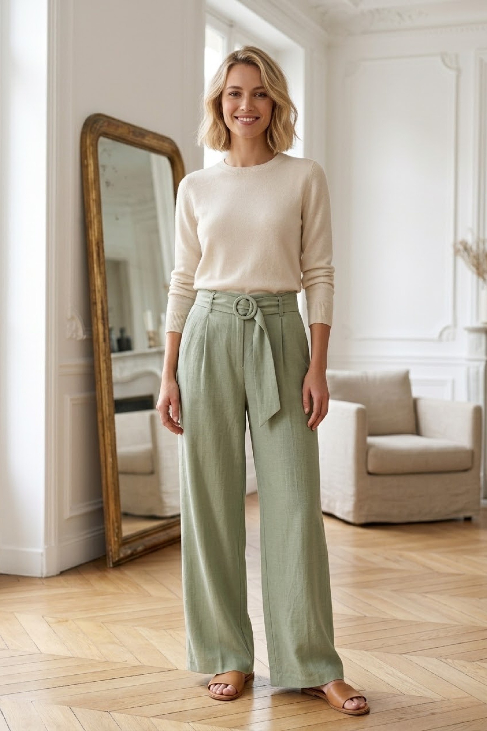 Mayorista Exquiss's - Pantalones anchos con cinturón anudado
