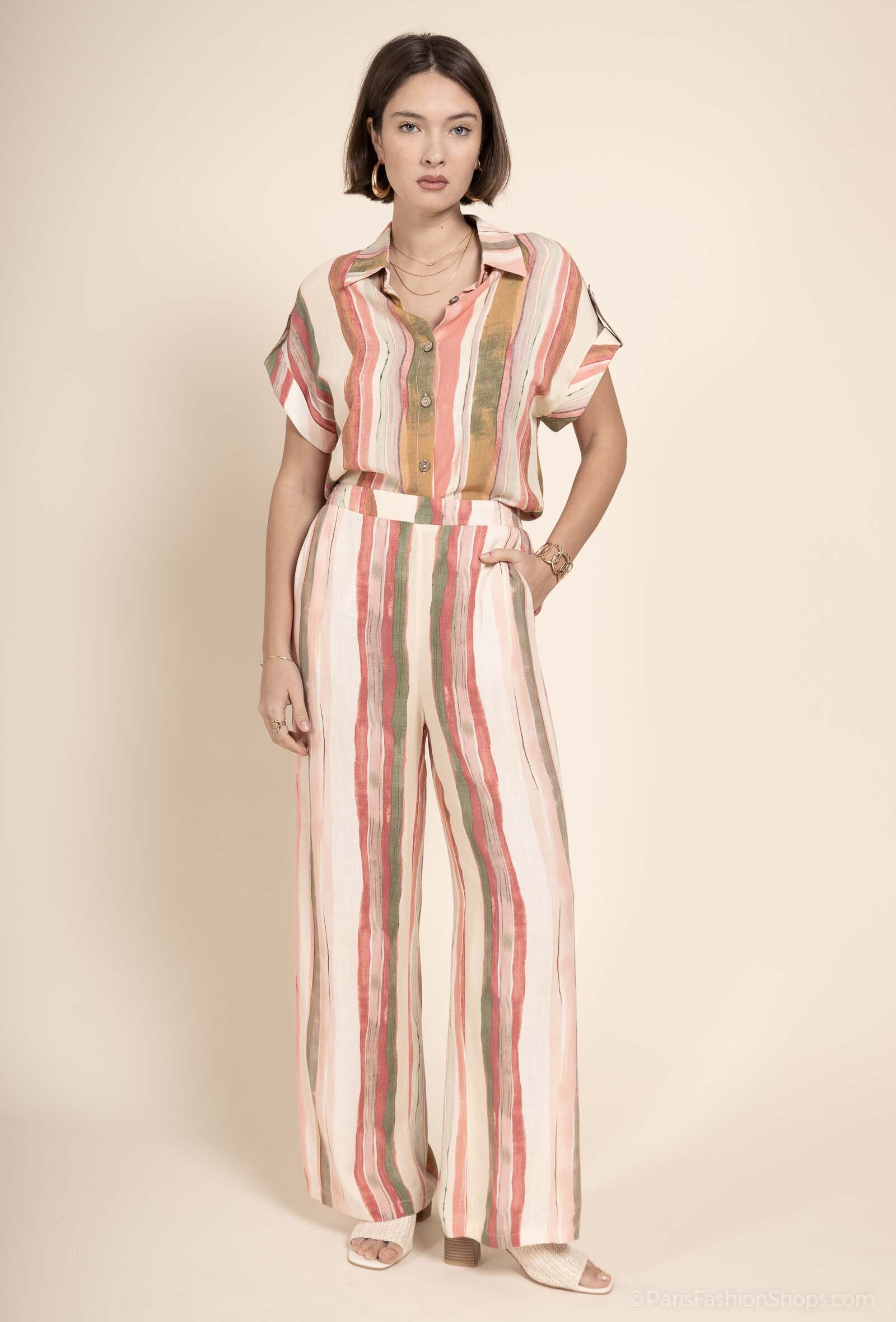 Grossista Exquiss's - pantaloni larghi a righe