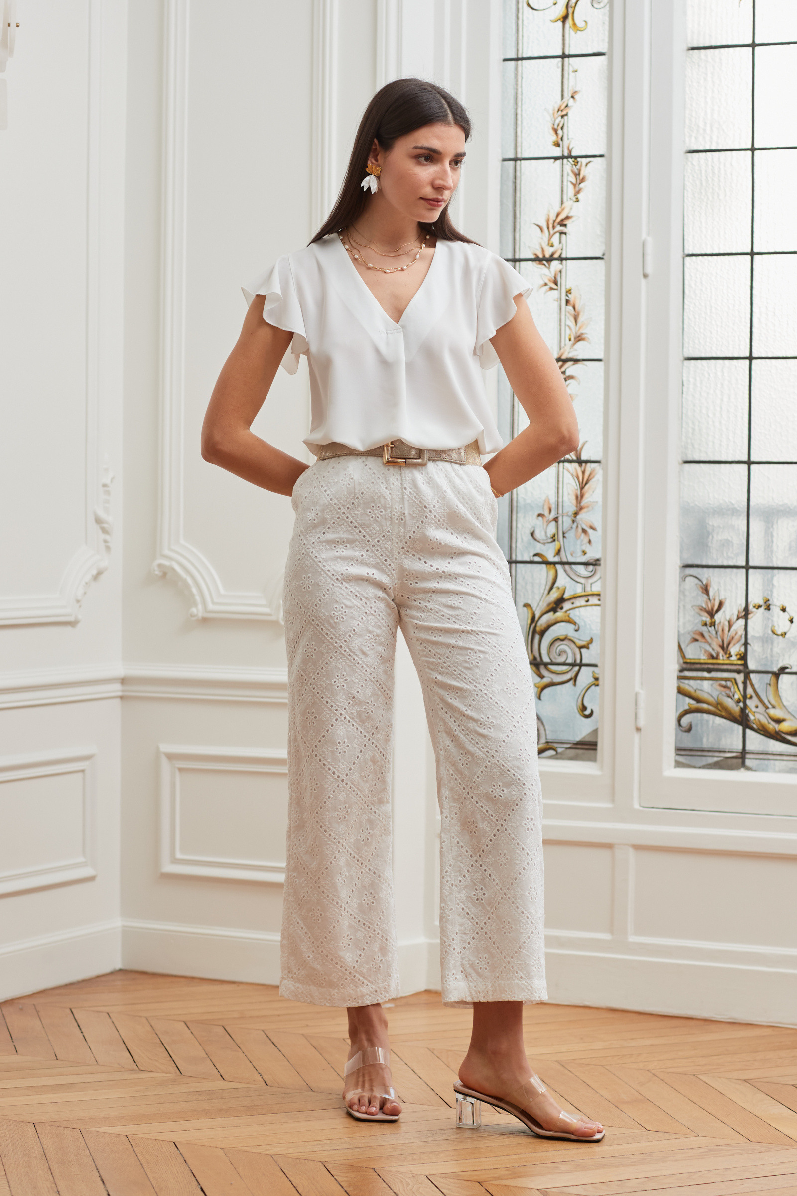 Wholesaler Exquiss's - Embroidered flowy pants