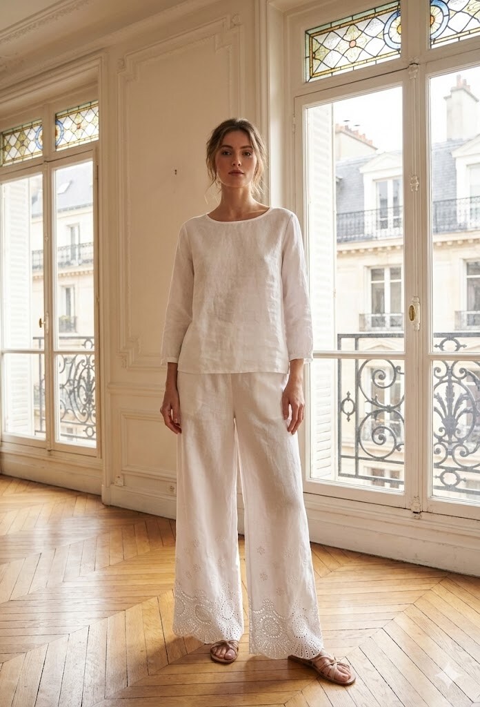 Wholesaler Exquiss's - Embroidered wide-leg pants