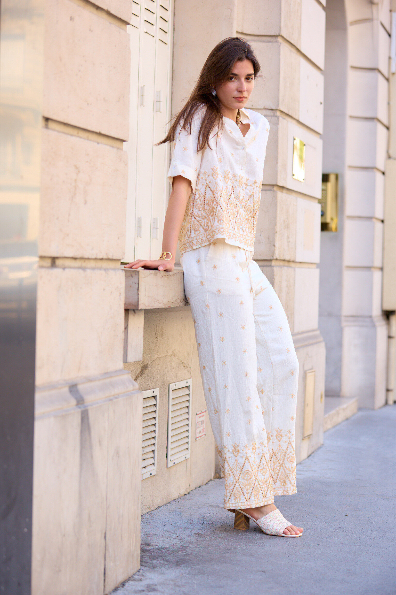 Wholesaler Exquiss's - Embroidered flared pants