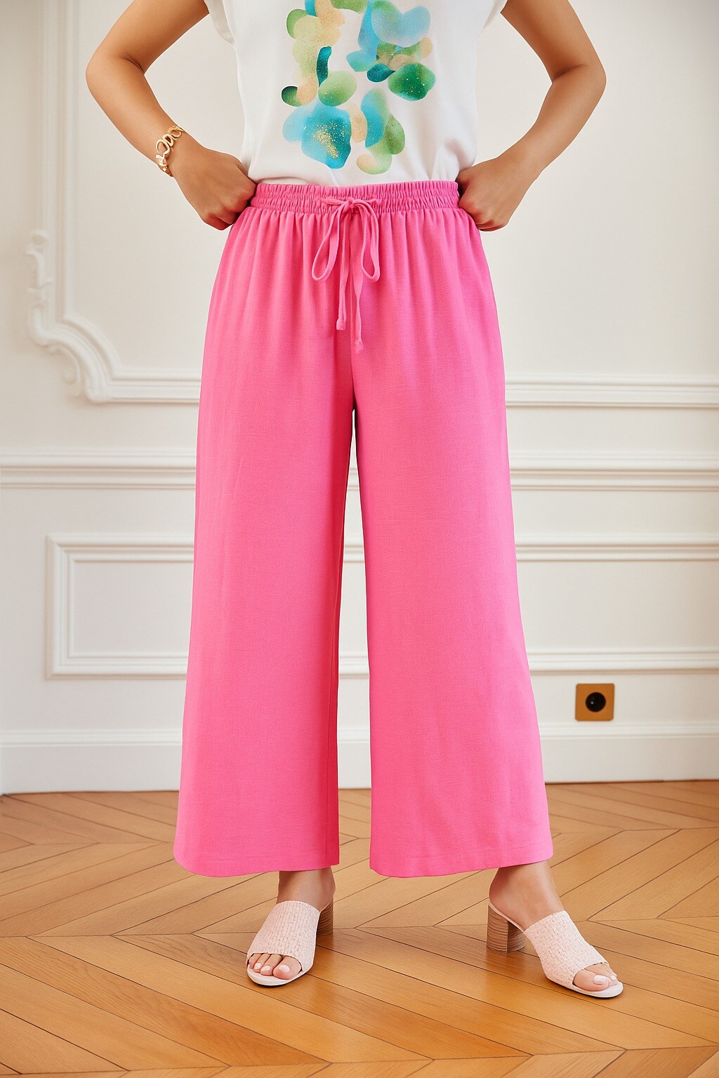 Wholesaler Exquiss's - Wide-leg pants with elastic waistband