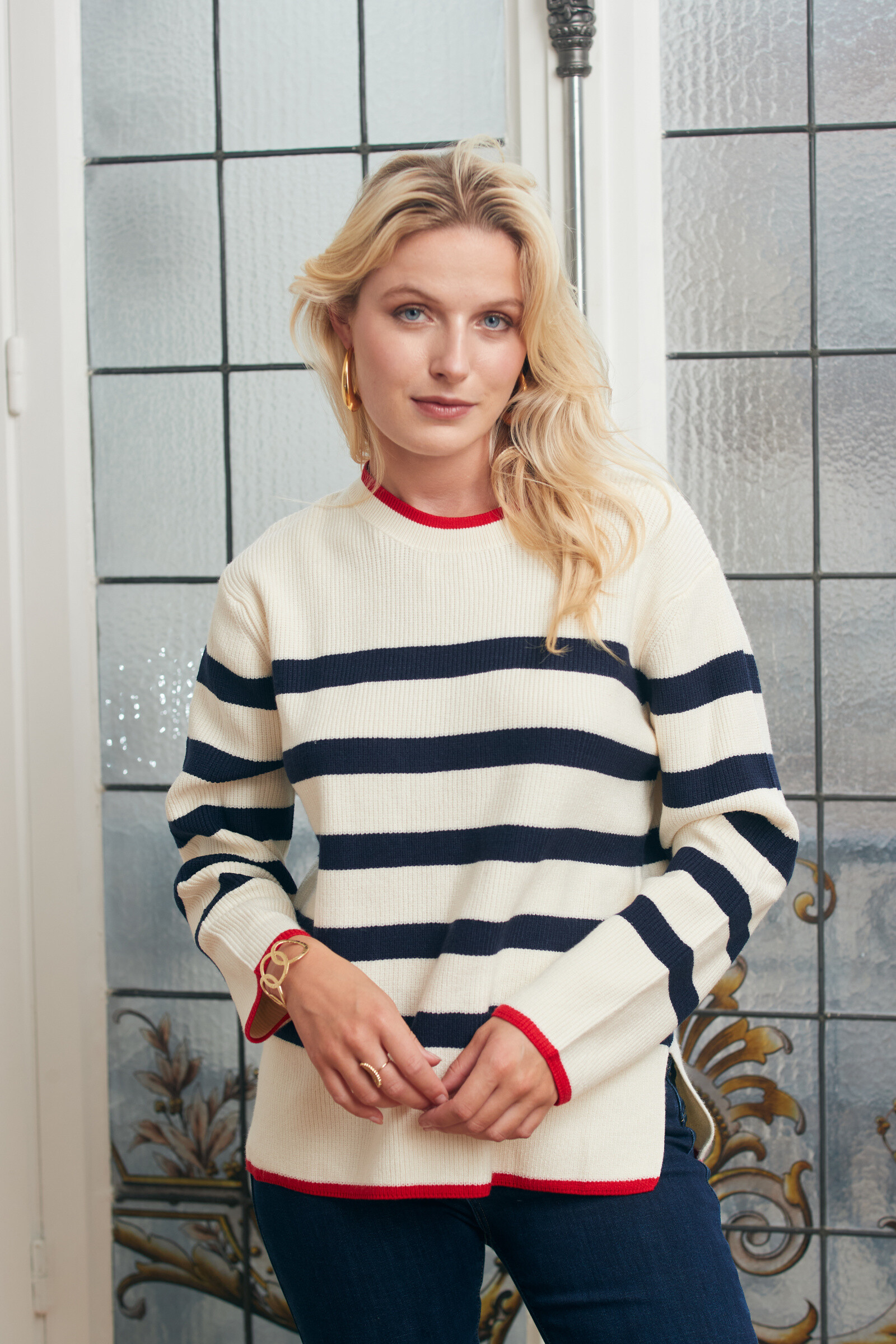 Wholesaler Exquiss's - Elegant striped sweater