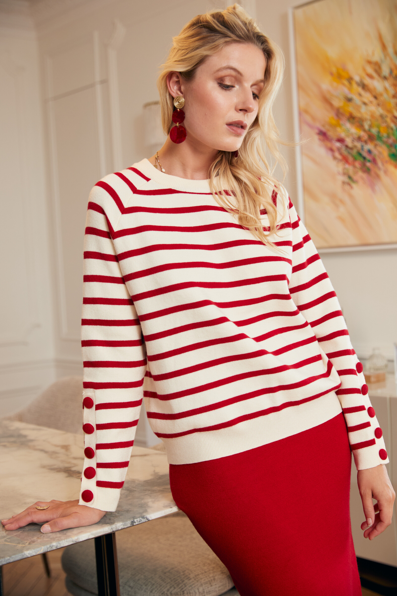 Wholesaler Exquiss's - Long-sleeved striped sweater