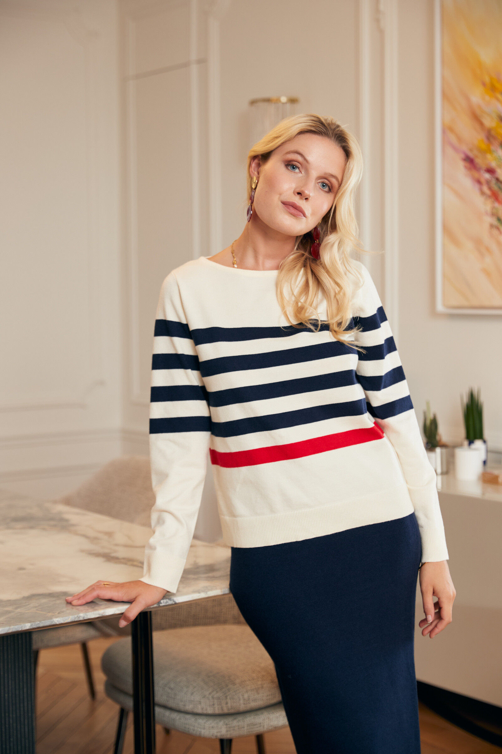 Wholesaler Exquiss's - Elegant striped sweater