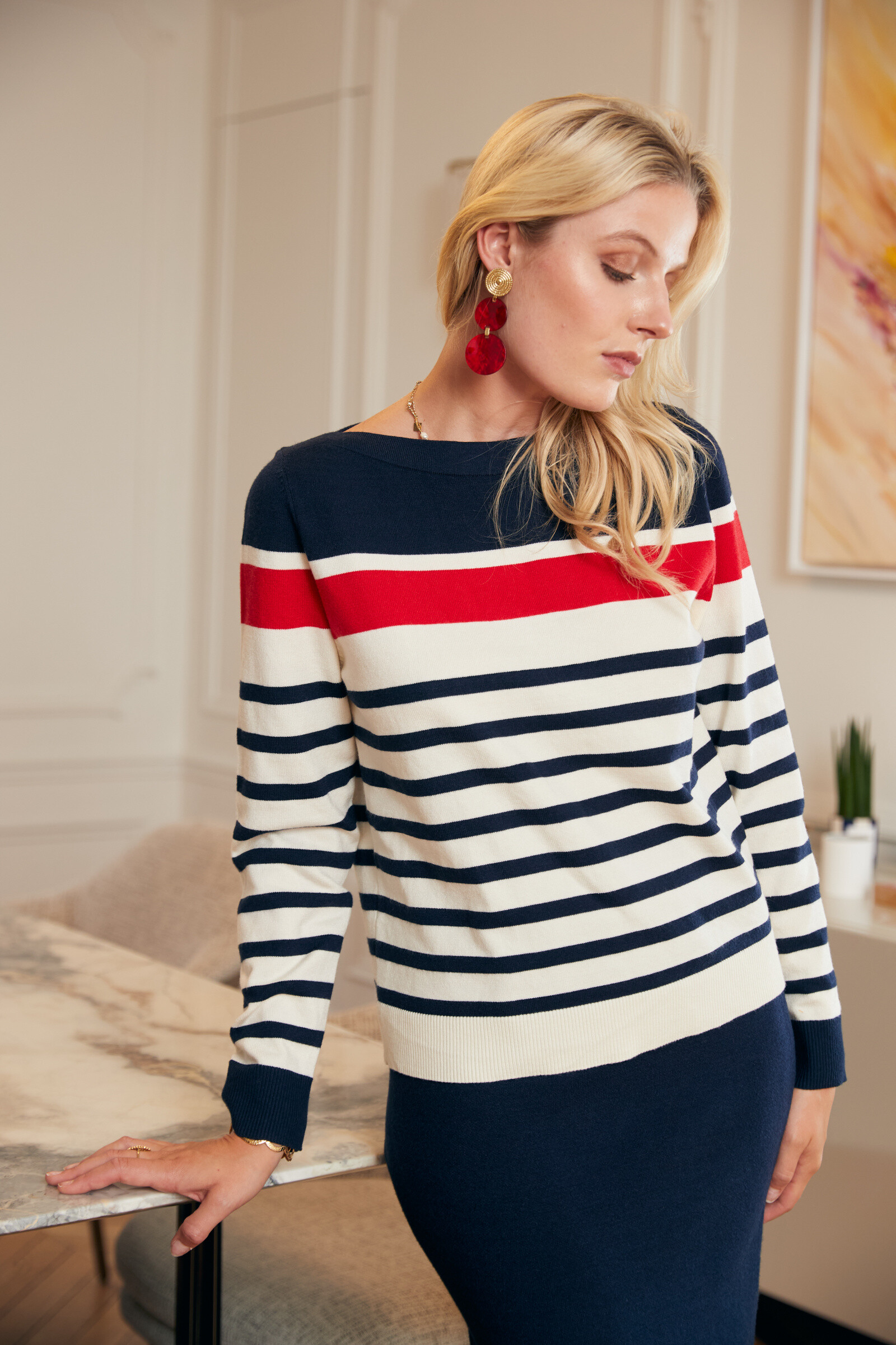 Wholesaler Exquiss's - Chic striped sweater