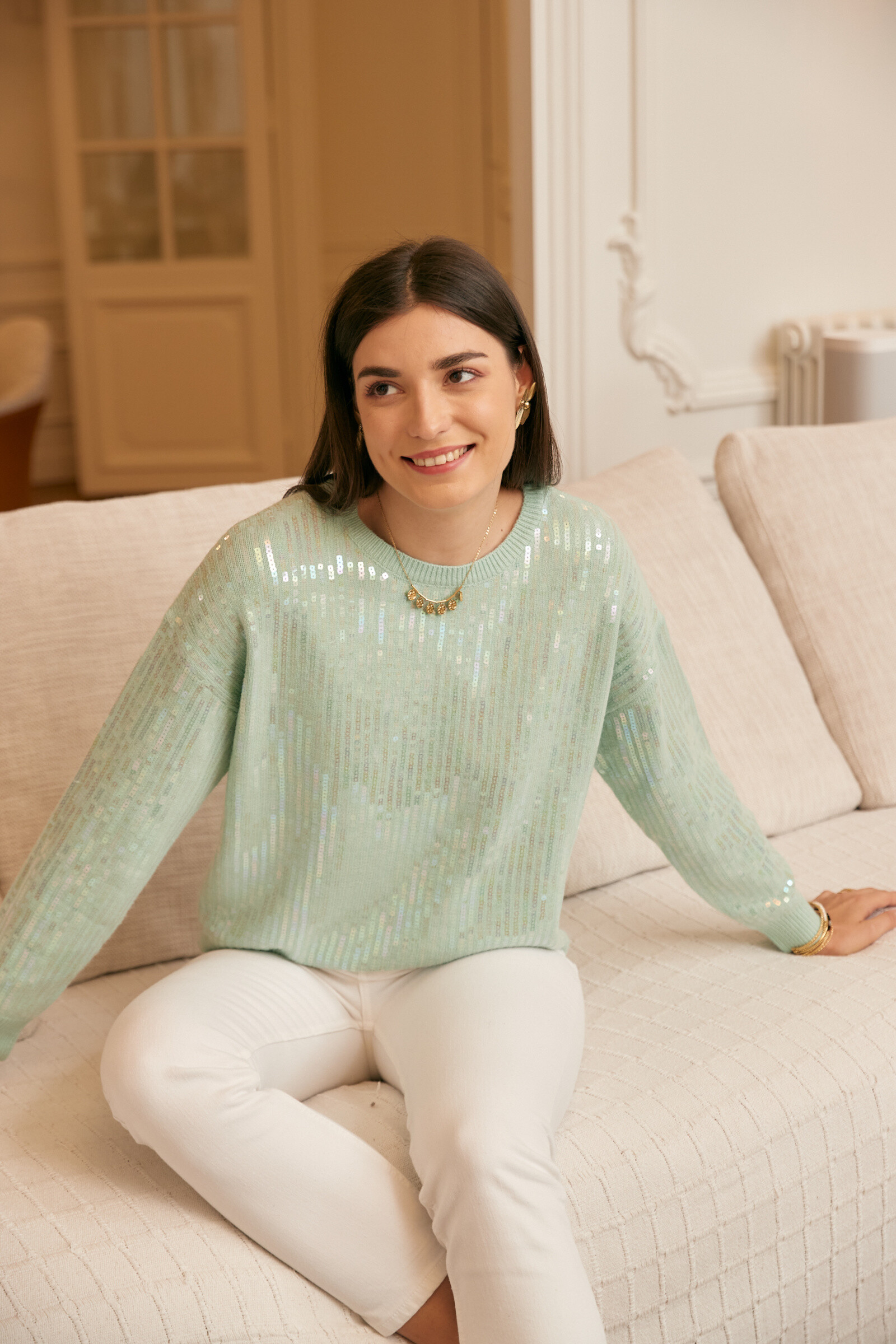 Großhändler Exquiss's - Eleganter Paillettenpullover