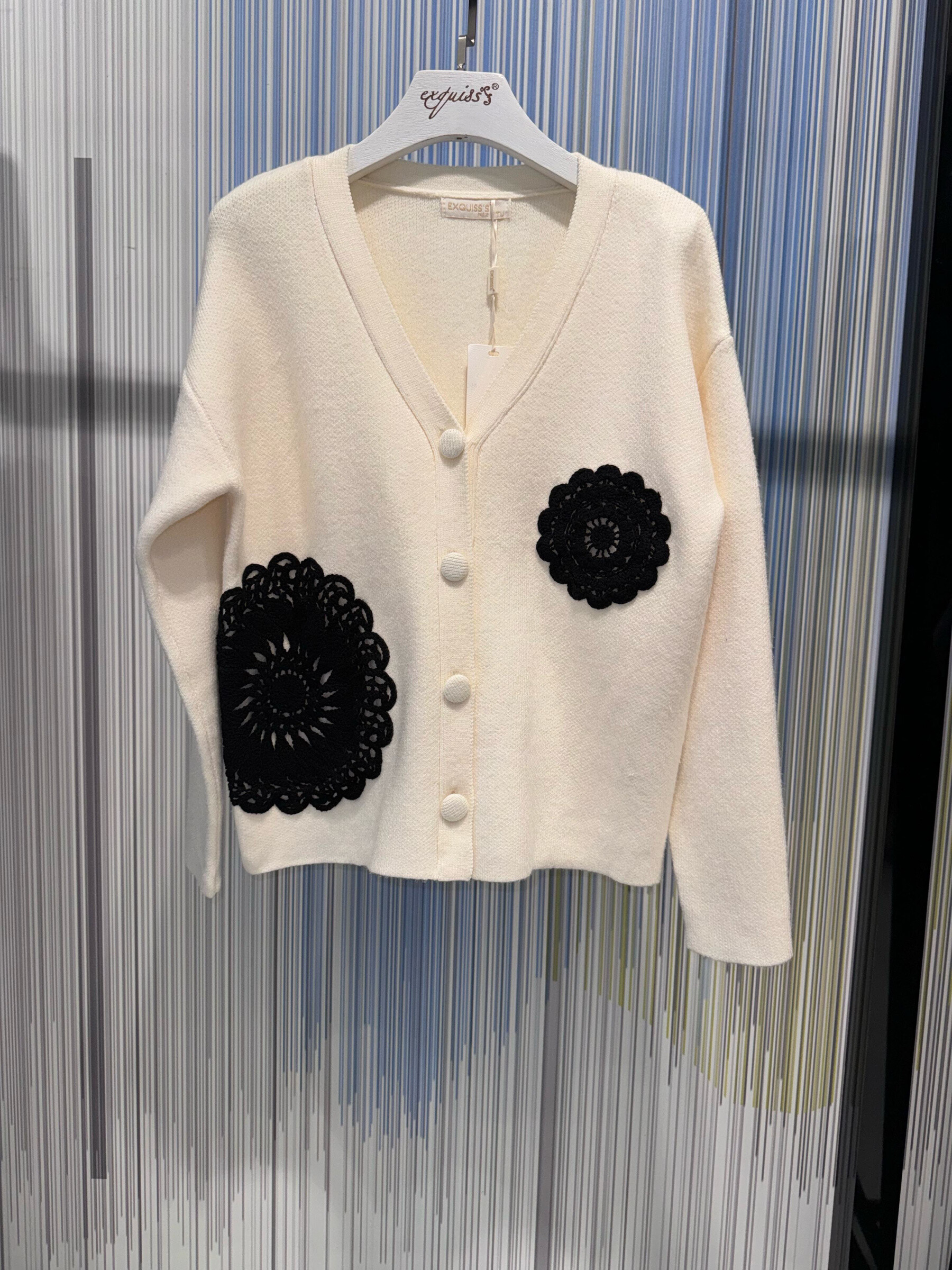 Wholesaler Exquiss's - Buttoned cardigan with flowers