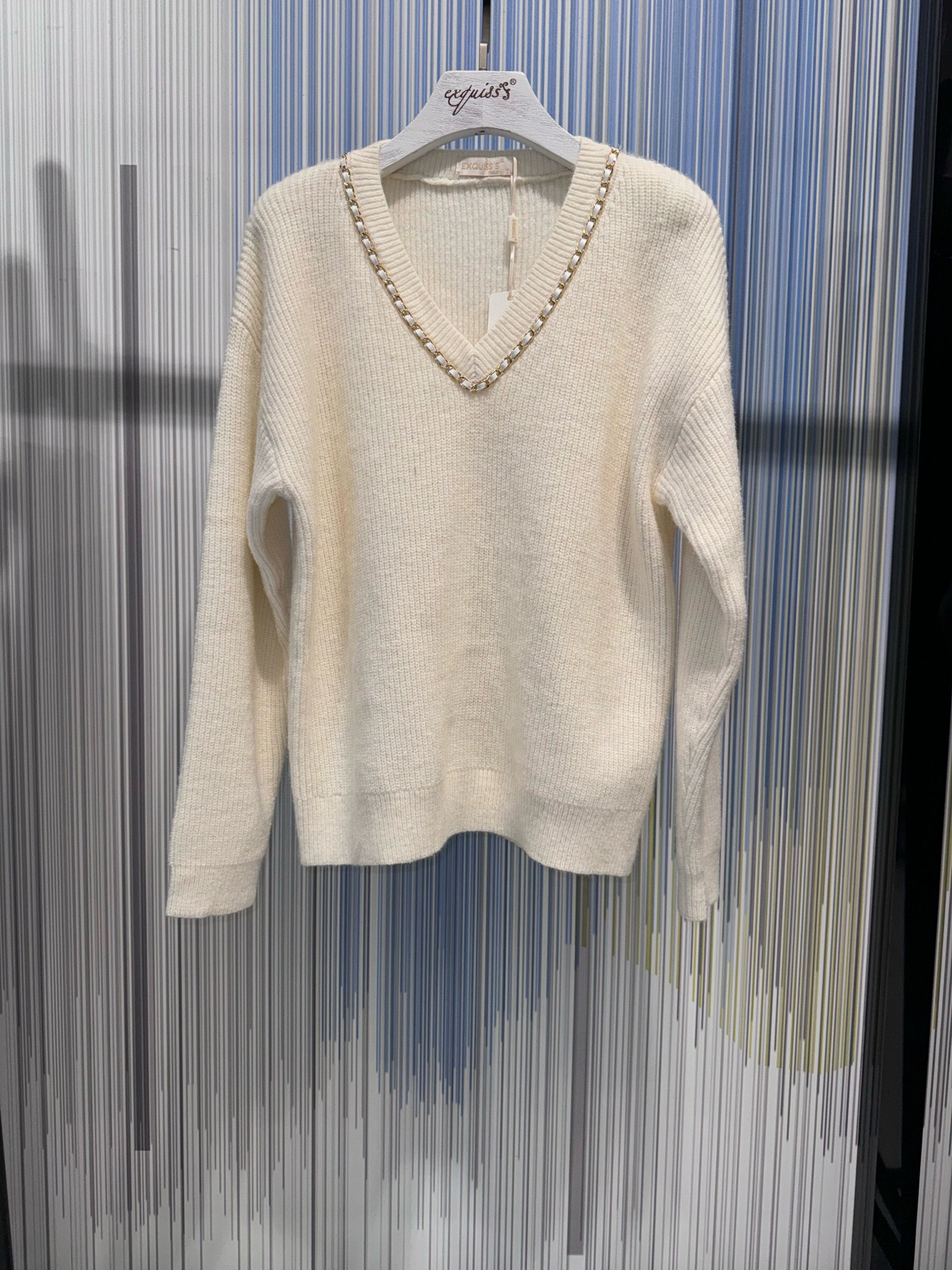 Wholesaler Exquiss's - V sweater with serrated collar