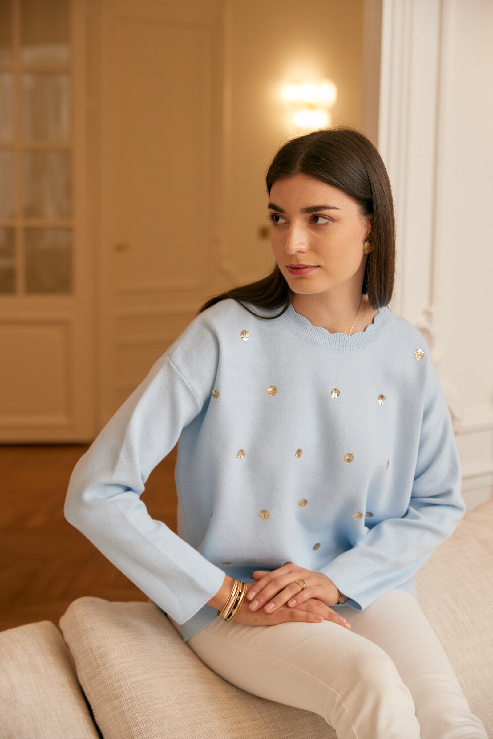 Wholesaler Exquiss's - Chic Polka Dot Sweater