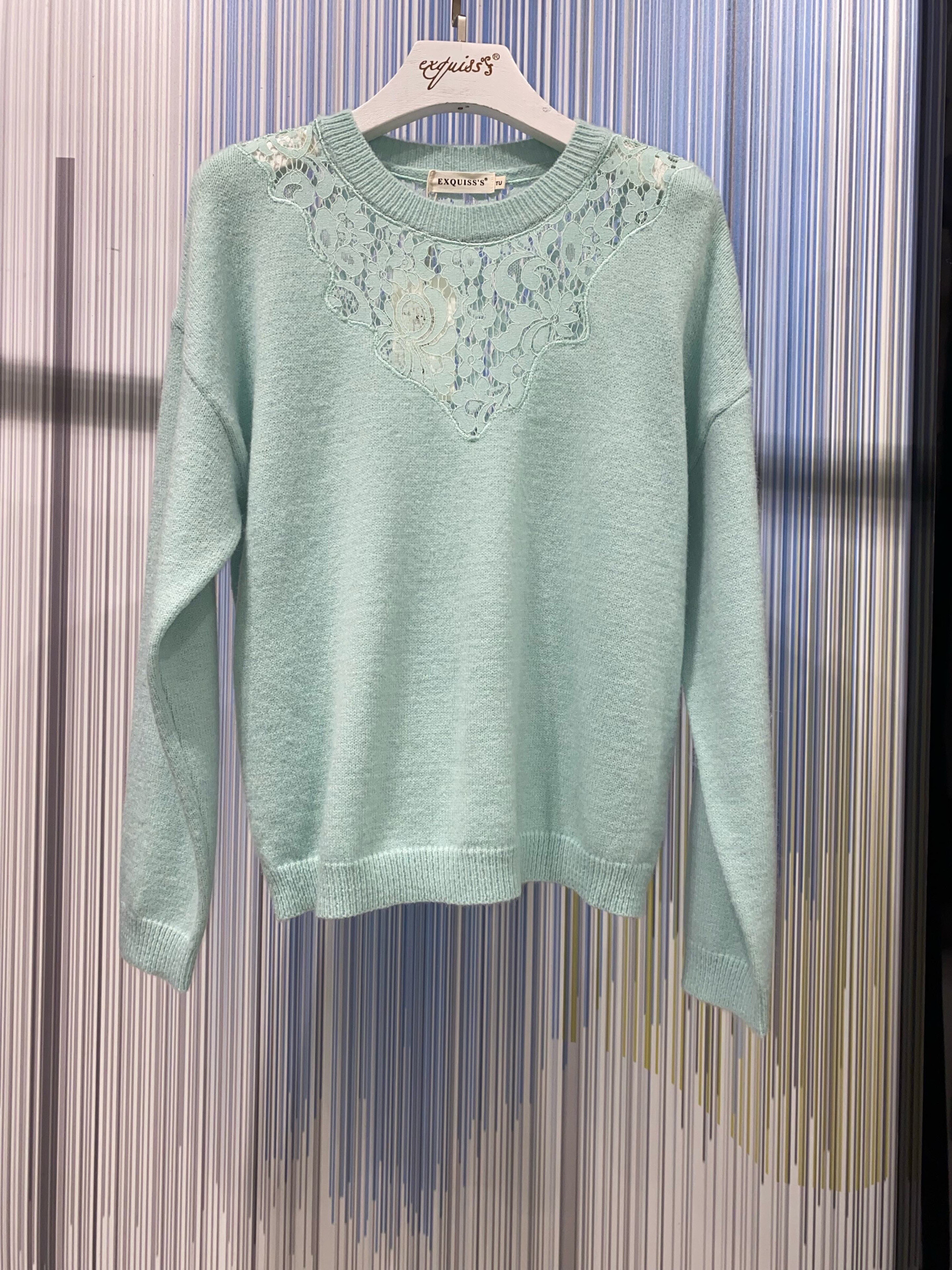 Großhändler Exquiss's - Gestrickter Pullover mit Spitzeneinsatz