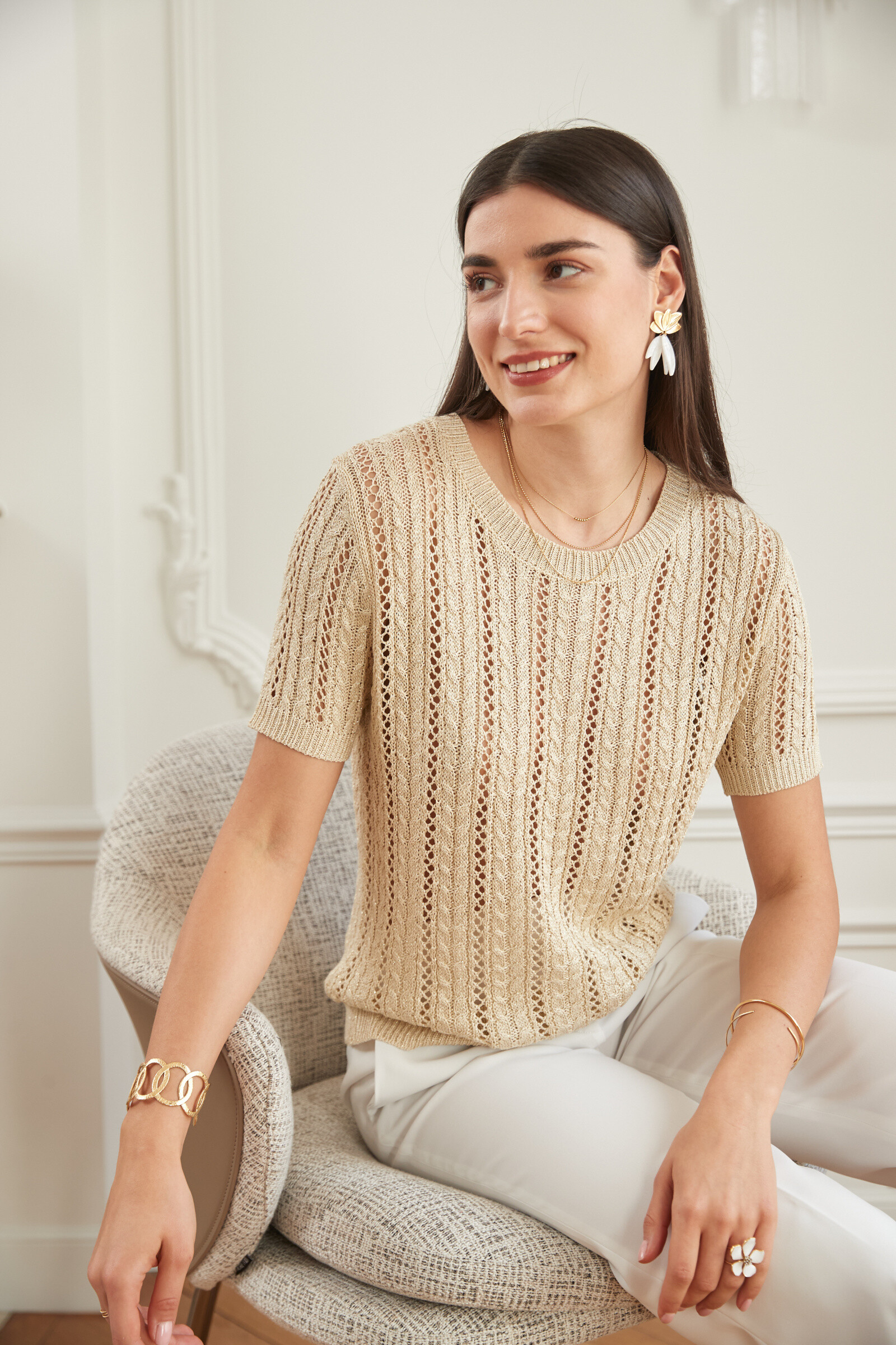 Wholesaler Exquiss's - Openwork mesh sweater
