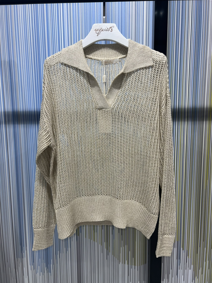 Grossiste Exquiss's - Pull en maille légère à col ouvert