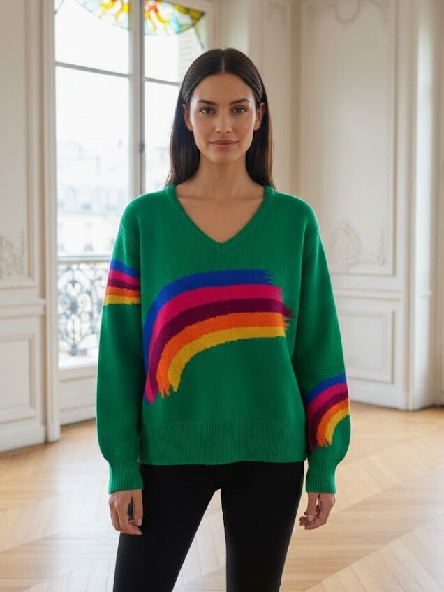 Wholesaler Exquiss's - Lightweight sweater with rainbow pattern