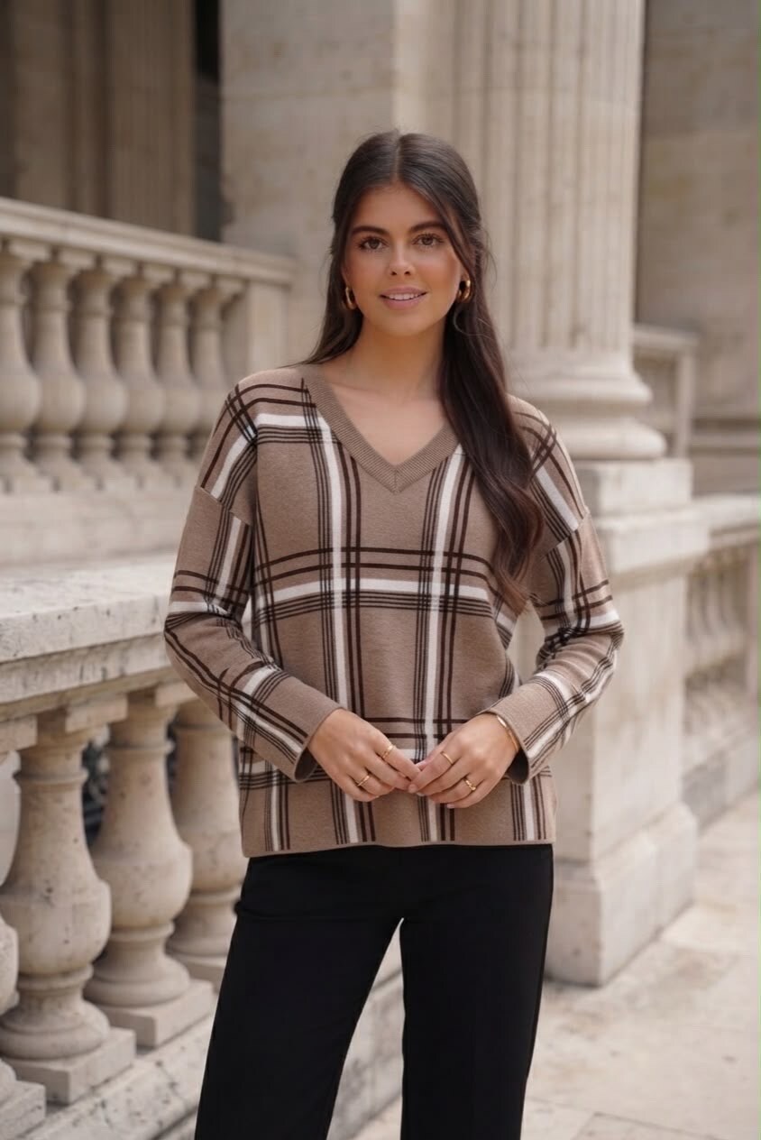 Grossiste Exquiss's - Pull col V rayé