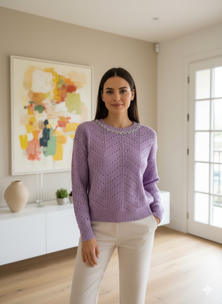 Wholesaler Exquiss's - Knit sweater with embellished collar