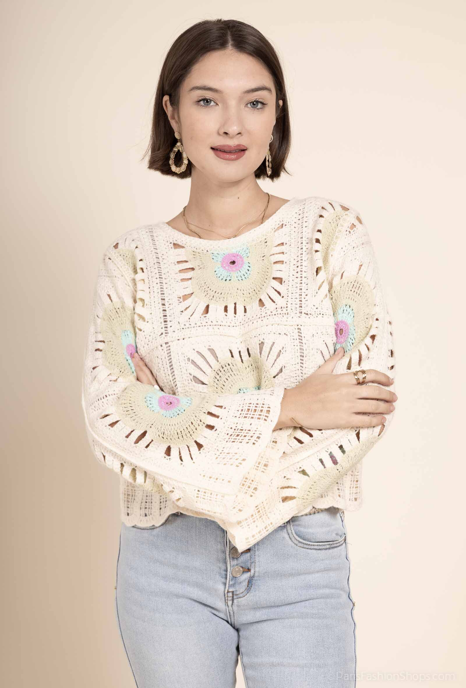 Grossista Exquiss's - Maglione all'uncinetto fiorito - Exquiss's