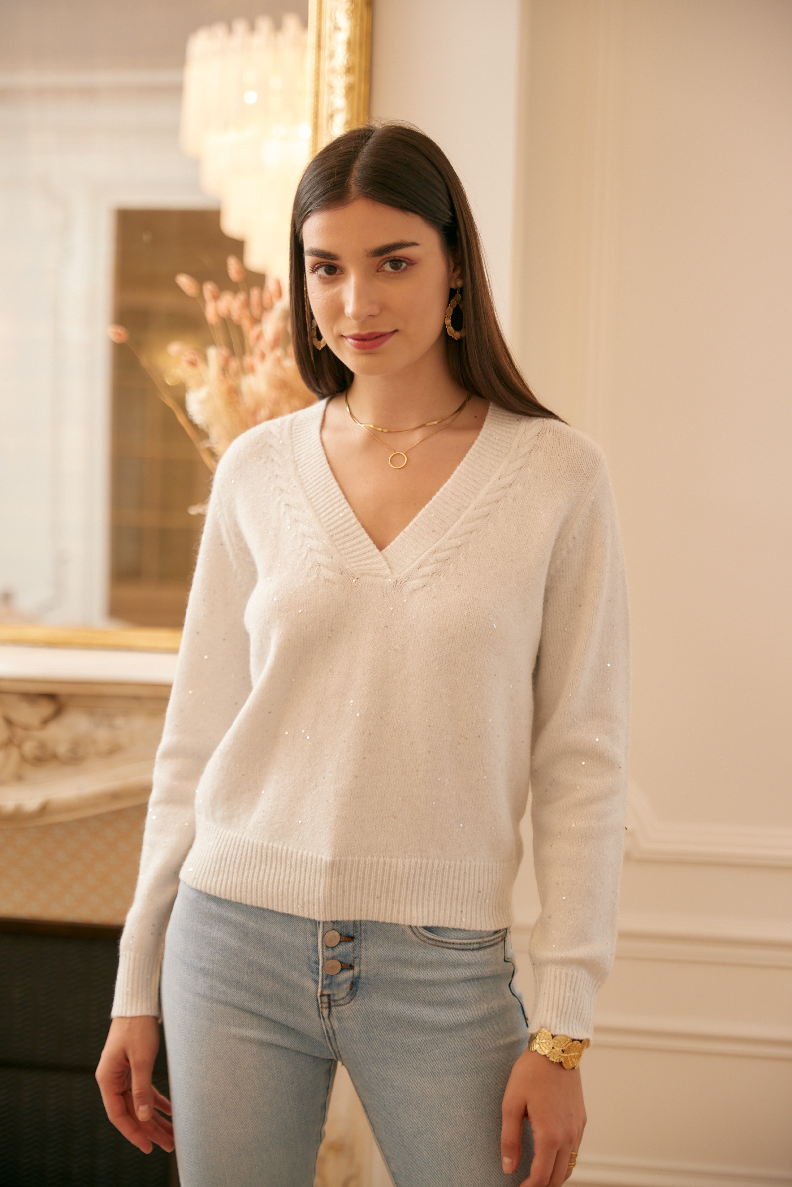 Grossiste Exquiss's - Pull Over V en Tricot