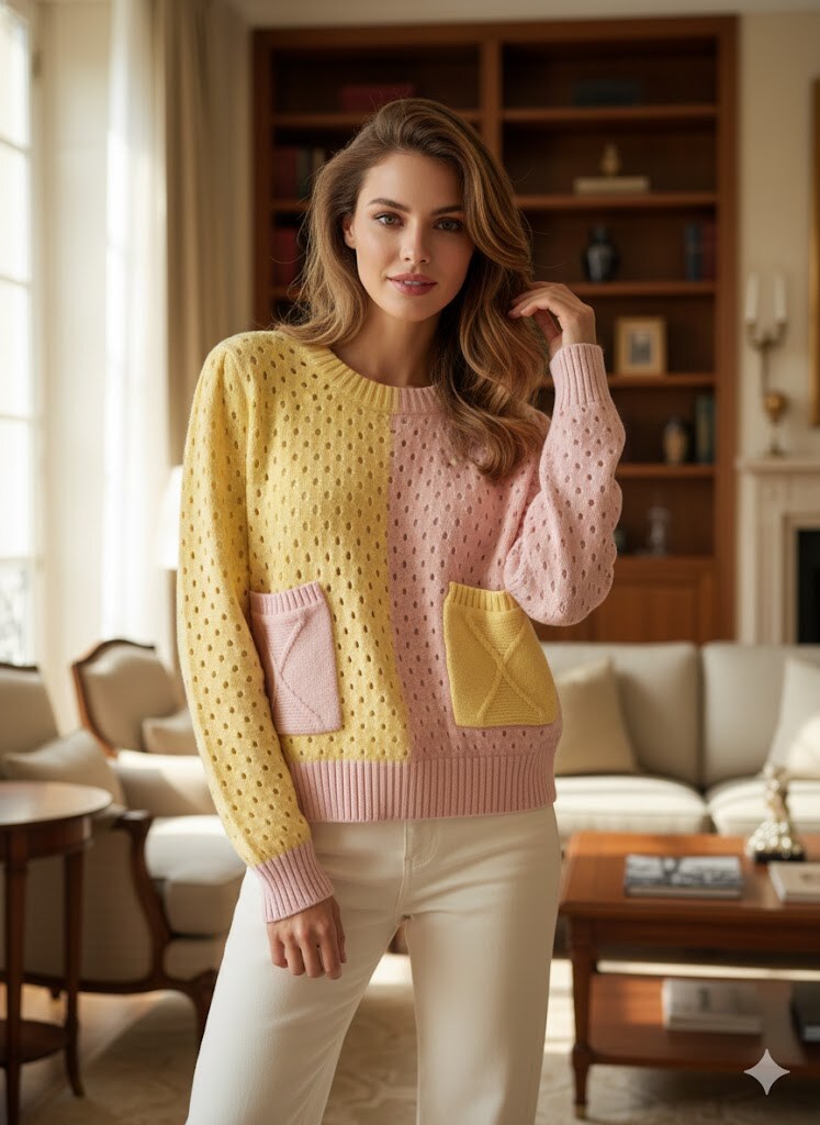 Wholesaler Exquiss's - Breezy sweater with contrasting pockets