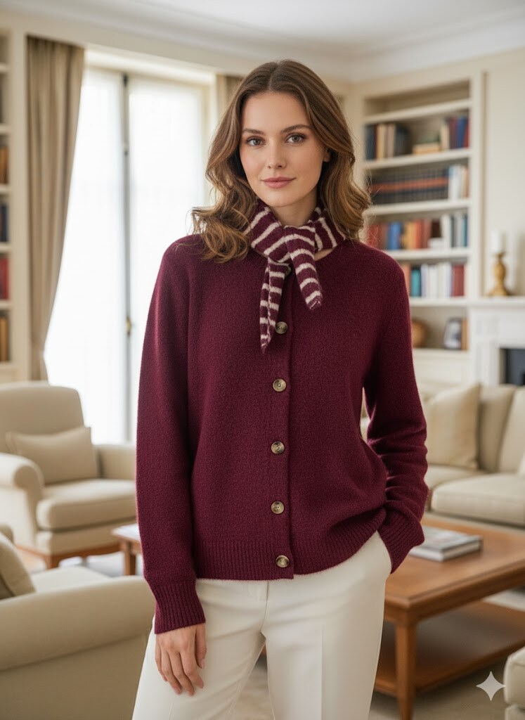 Wholesaler Exquiss's - Cardigan with buttons and scarf