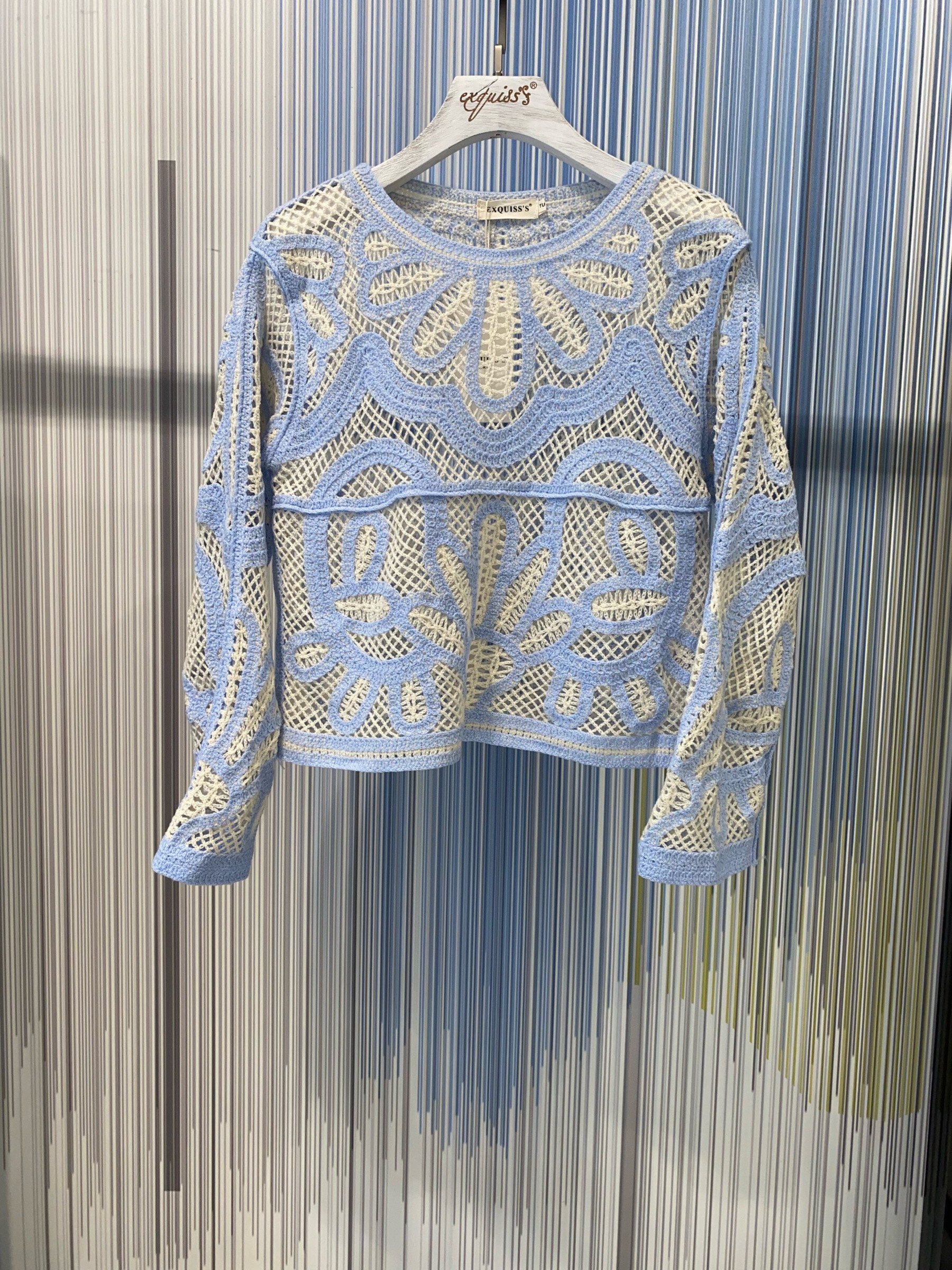 Wholesaler Exquiss's - Floral pattern crochet sweater