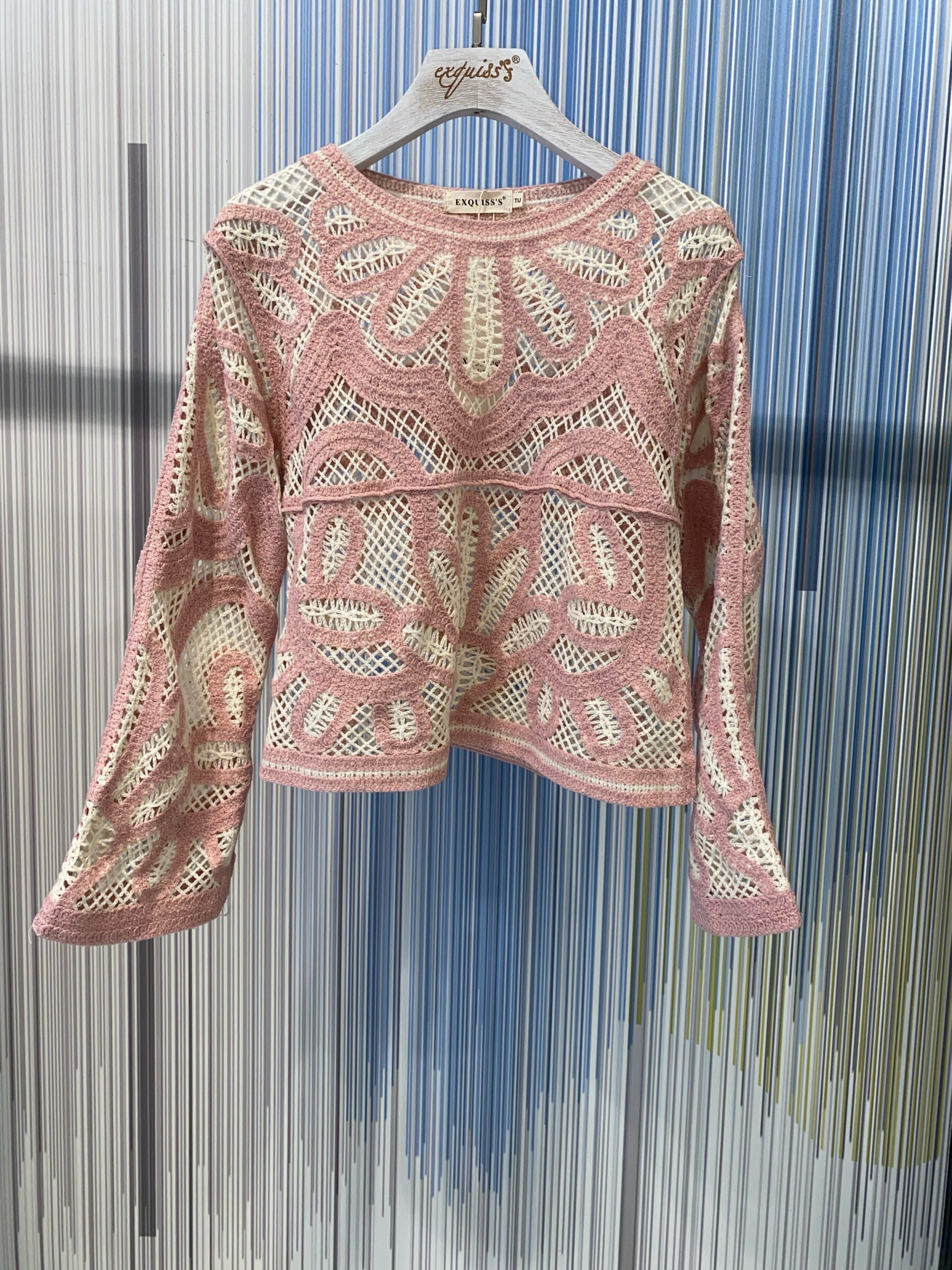 Großhändler Exquiss's - Blumenmuster -Häkelpullover