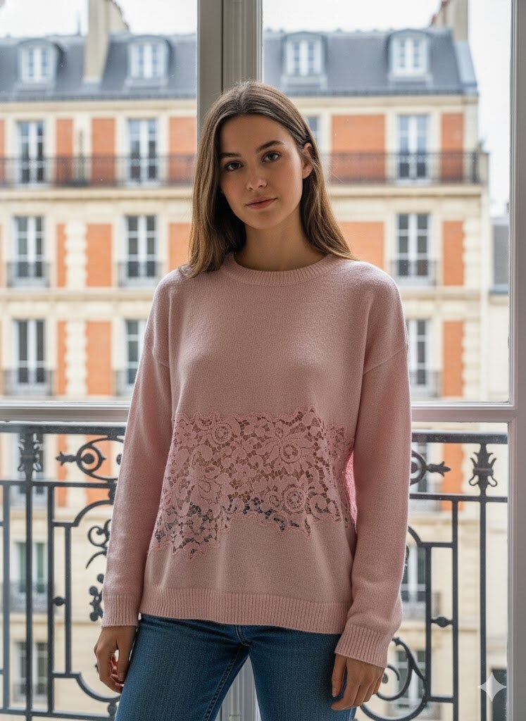 Grossiste Exquiss's - Pull décontracté avec dentelle