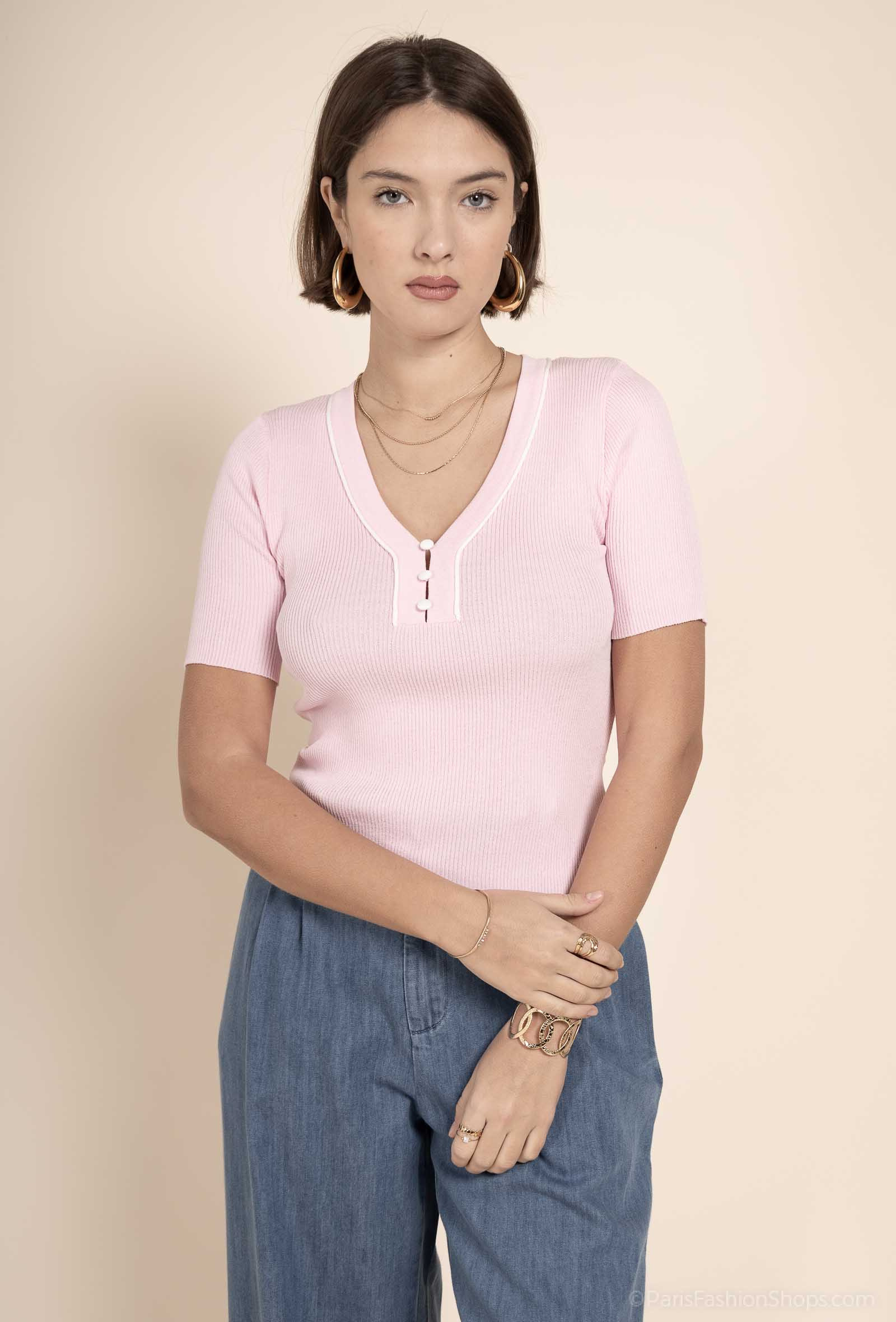 Grossiste Exquiss's - PULL PRINTEMPS à boutons élégants - Exquiss's