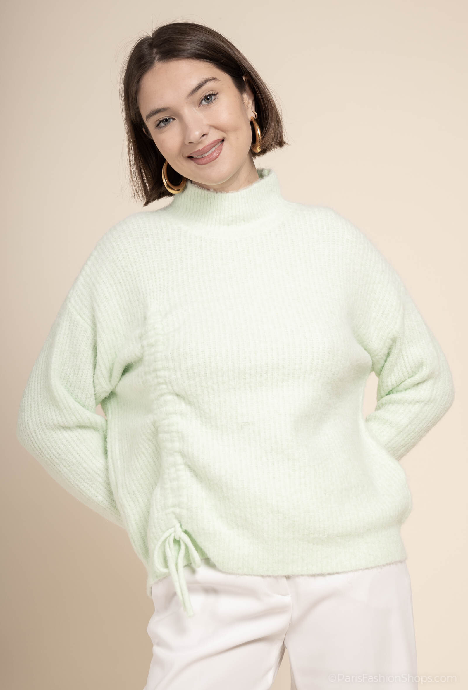Wholesaler Exquiss's - Turtleneck sweater with ruched details