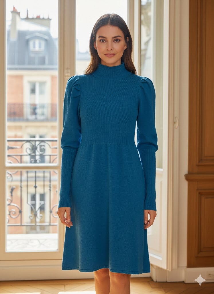 Wholesaler Exquiss's - Midi dress with puff sleeves