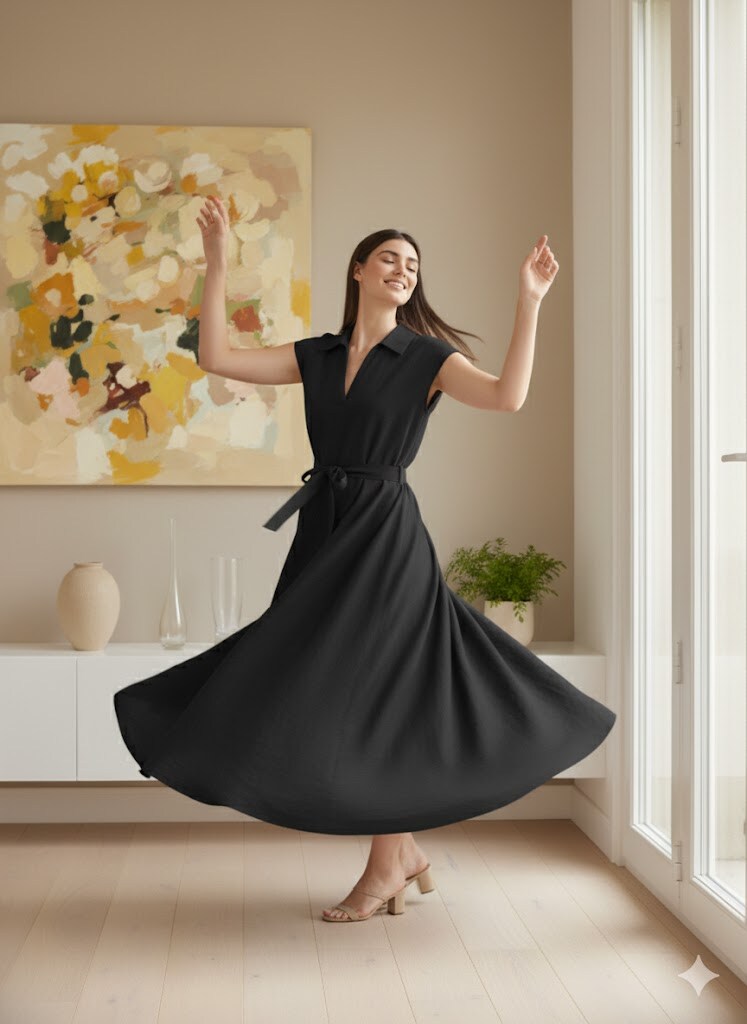 Wholesaler Exquiss's - Elegant belted midi dress