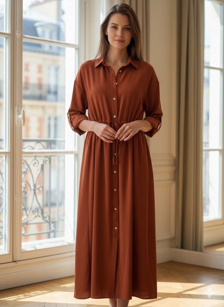 Wholesaler Exquiss's - Fitted long-sleeve shirt dress