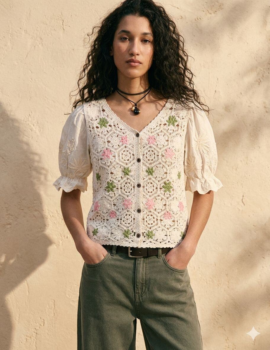 Wholesaler Exquiss's - Flower hook cardigan