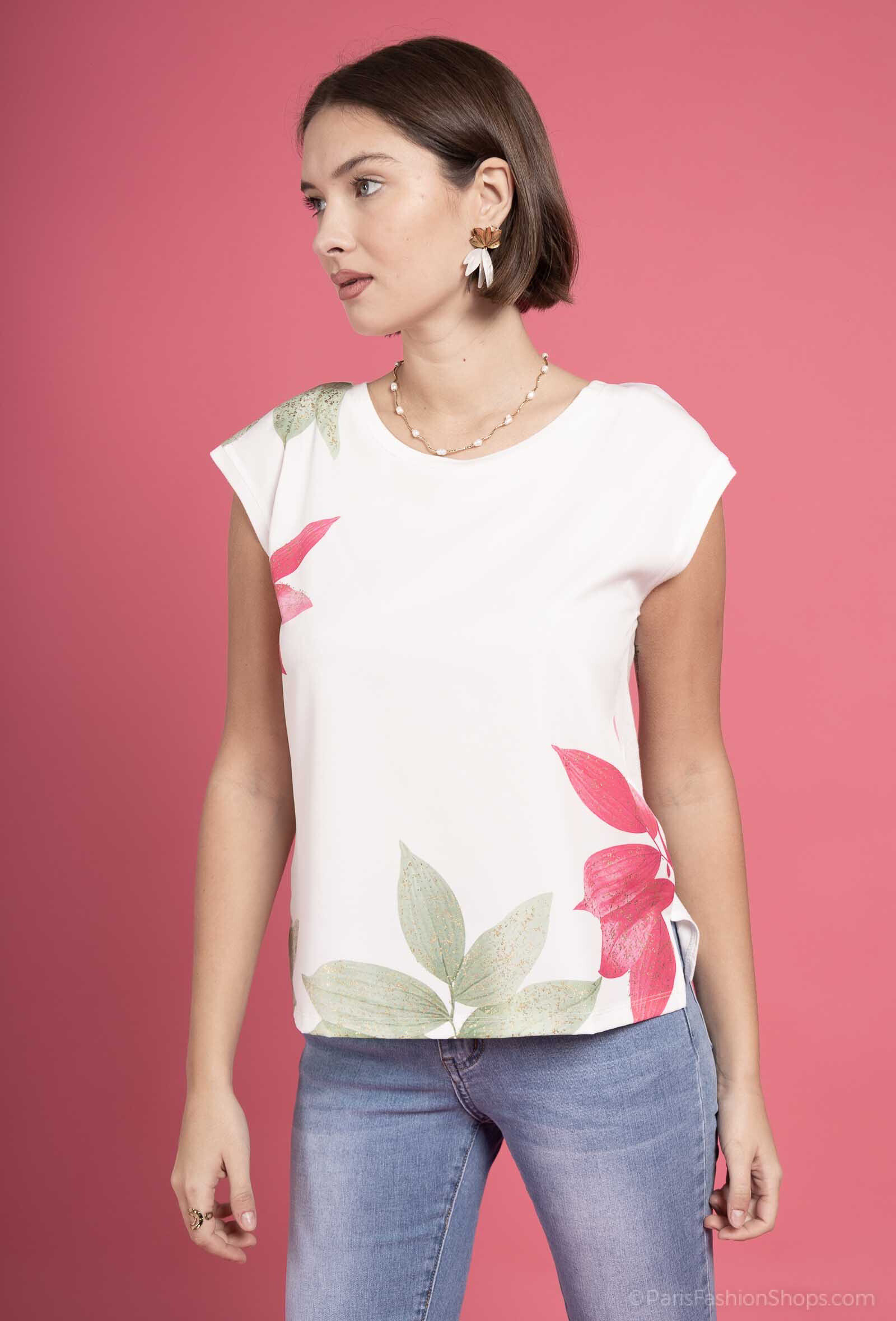 Wholesaler Exquiss's - Floral patterned t-shirt